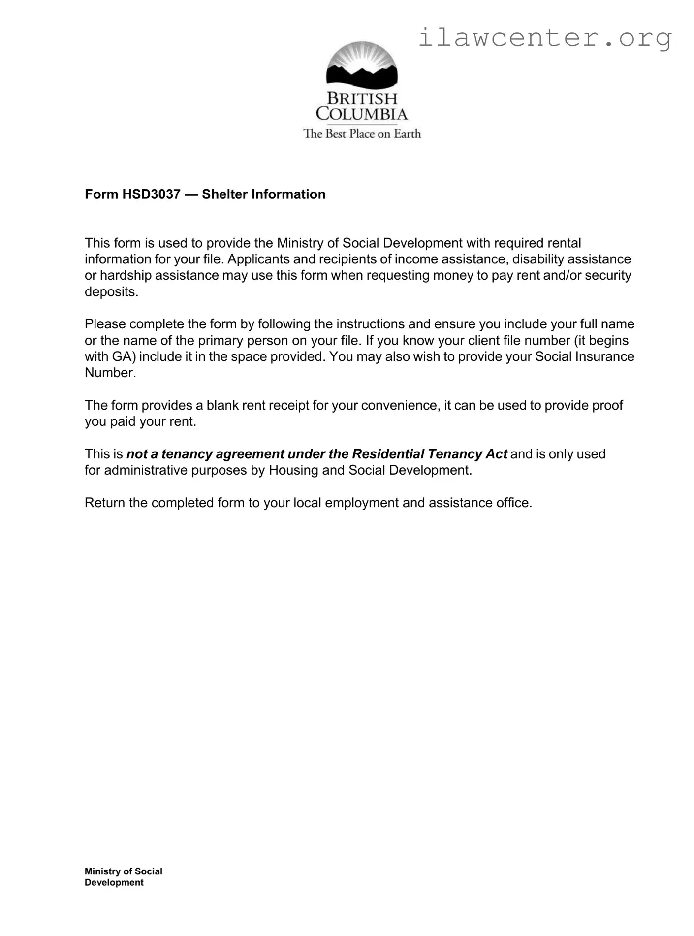 Bc Shelter Information PDF Template