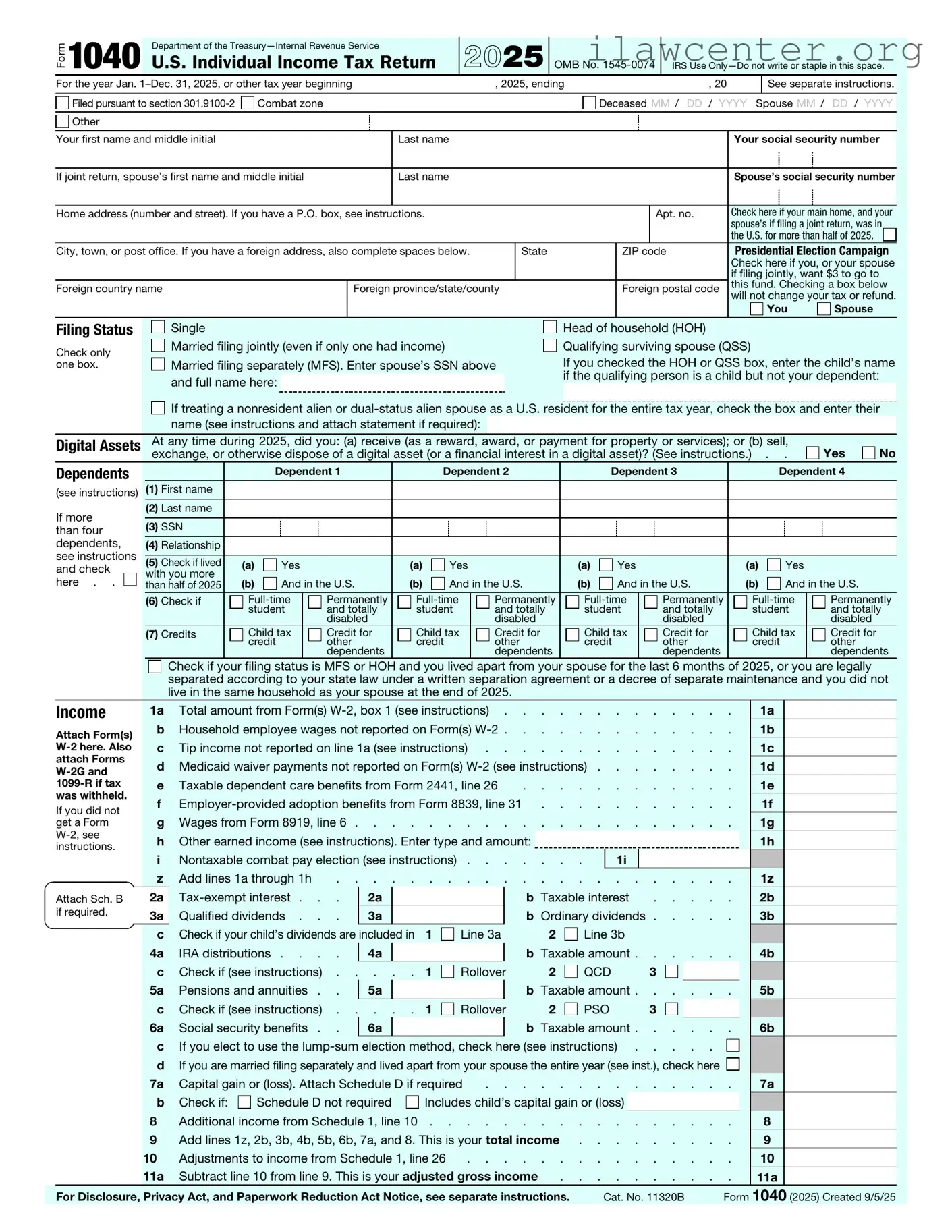 IRS 1040 PDF Template