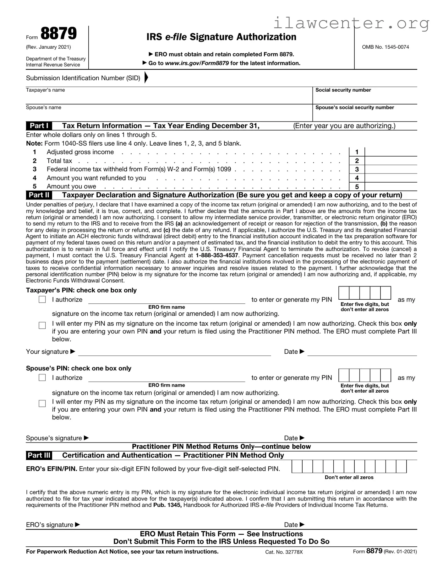 IRS 8879 PDF Template