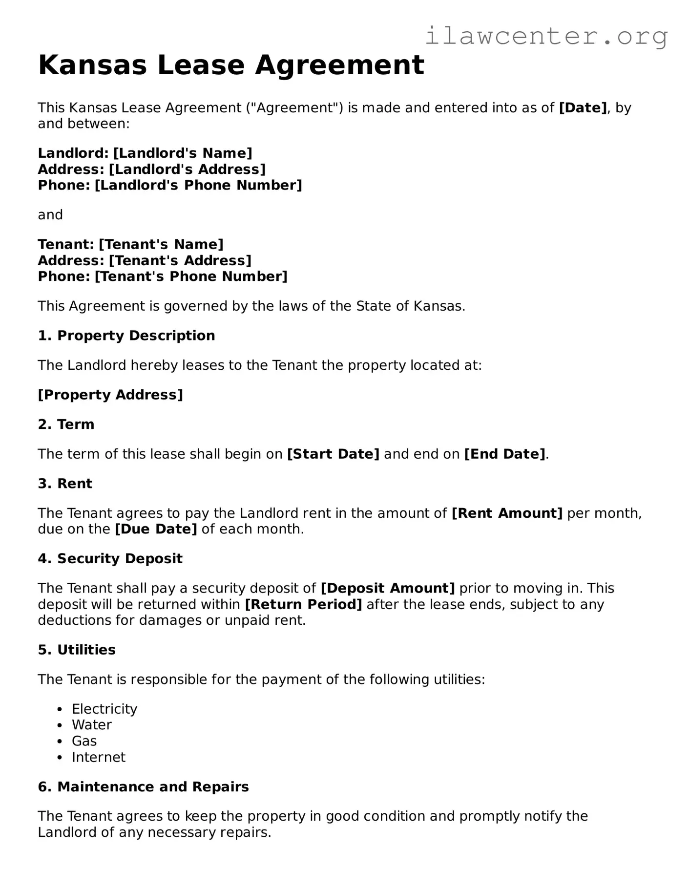 Attorney-Verified  Lease Agreement Document for Kansas