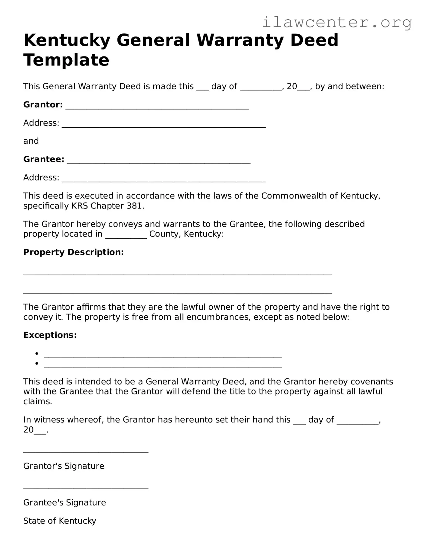 Attorney-Verified  Deed Document for Kentucky