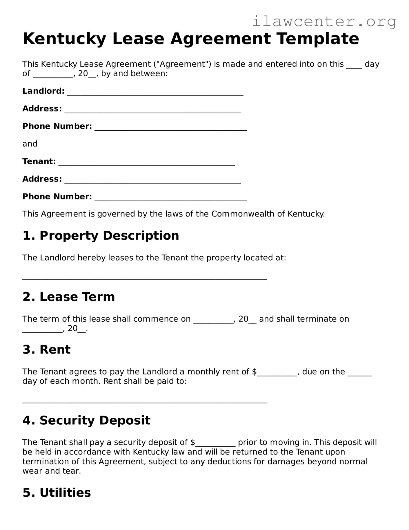 Attorney-Verified  Lease Agreement Document for Kentucky
