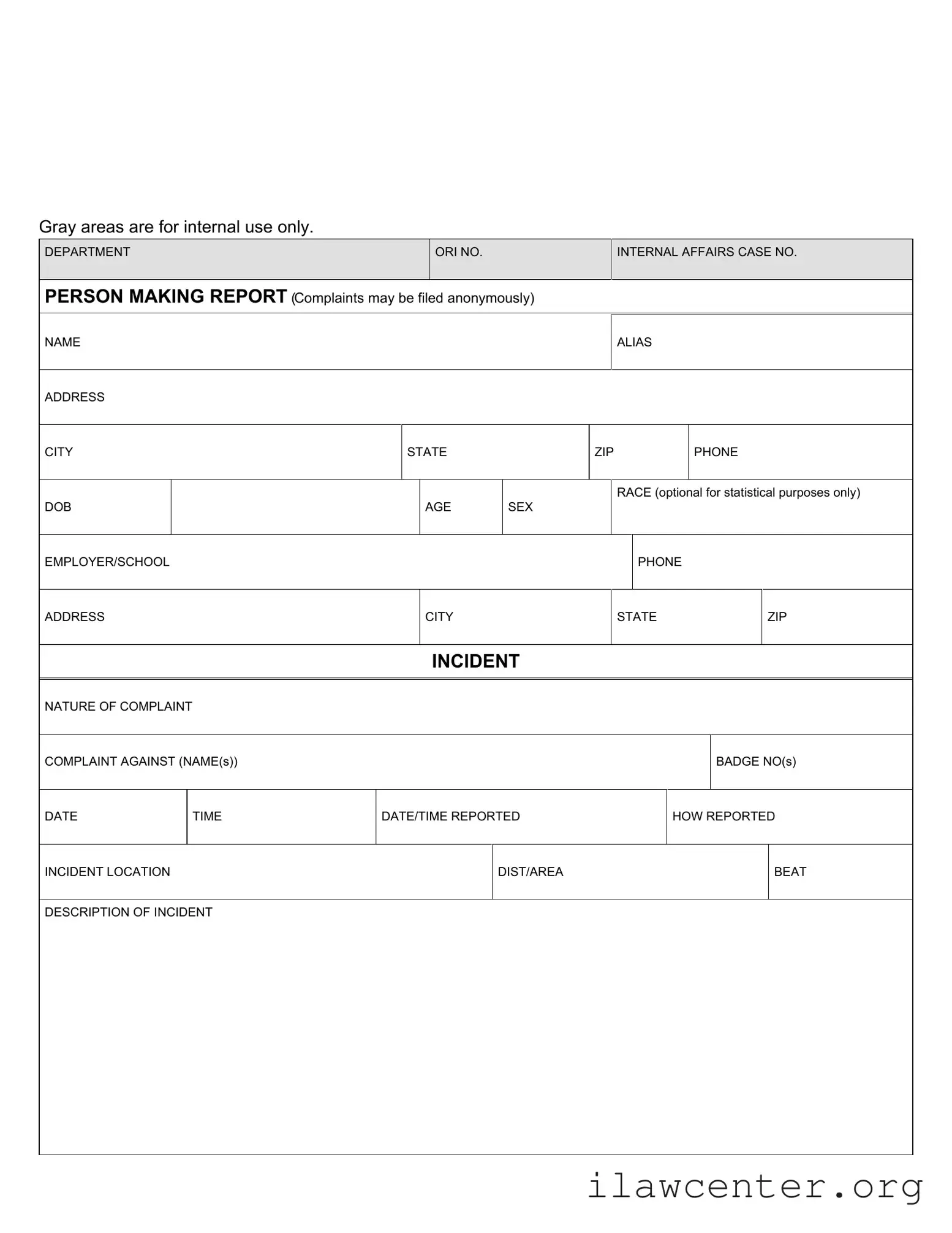 Police Report PDF Template