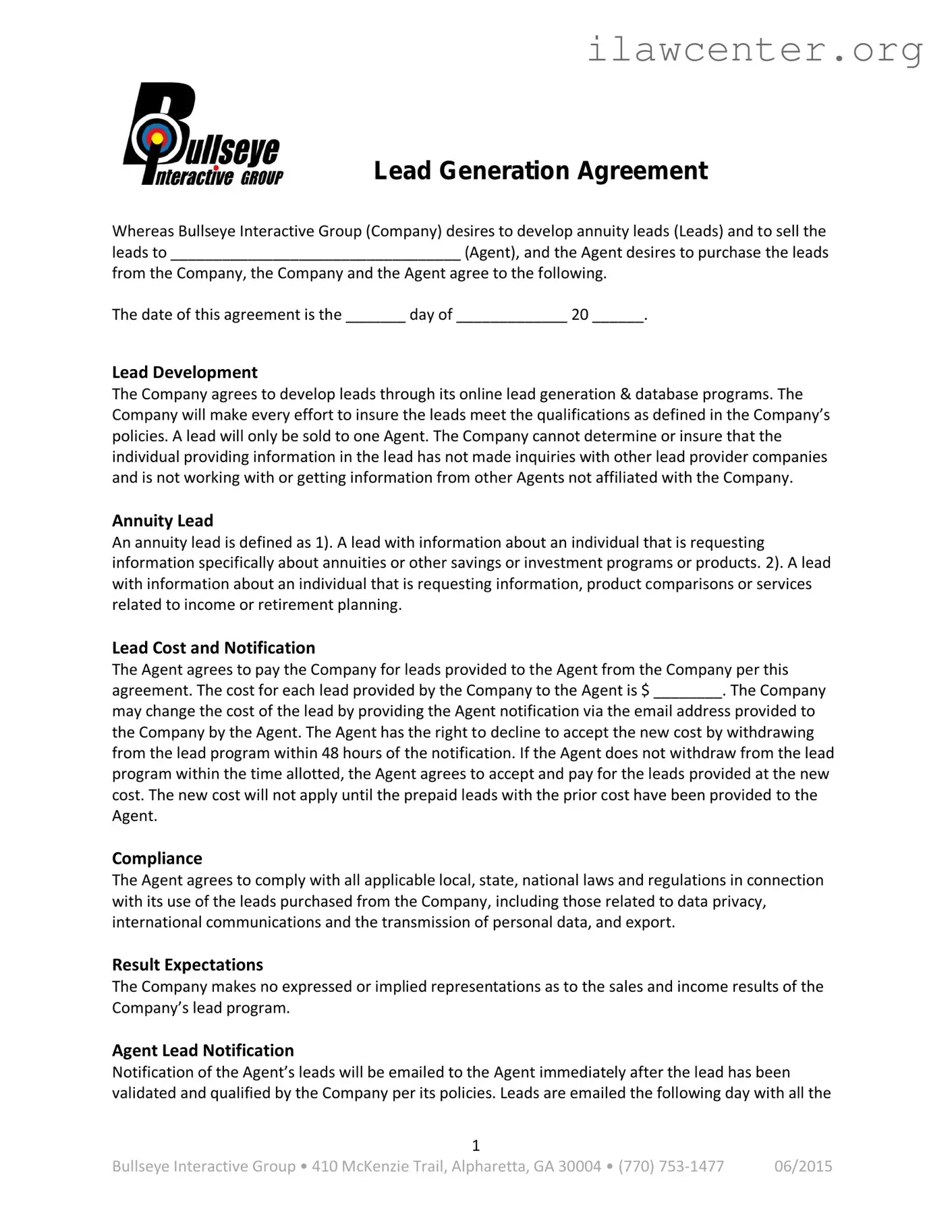 Lead Generation Agreement PDF Template