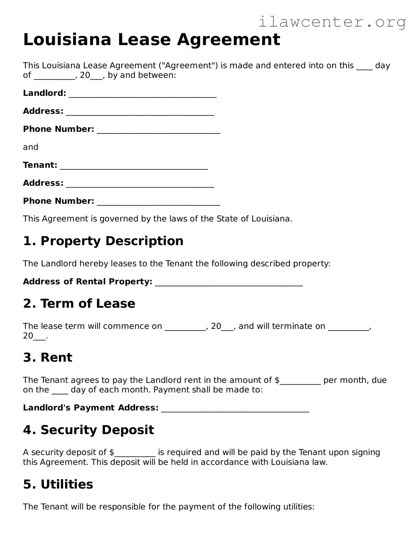 Attorney-Verified  Lease Agreement Document for Louisiana