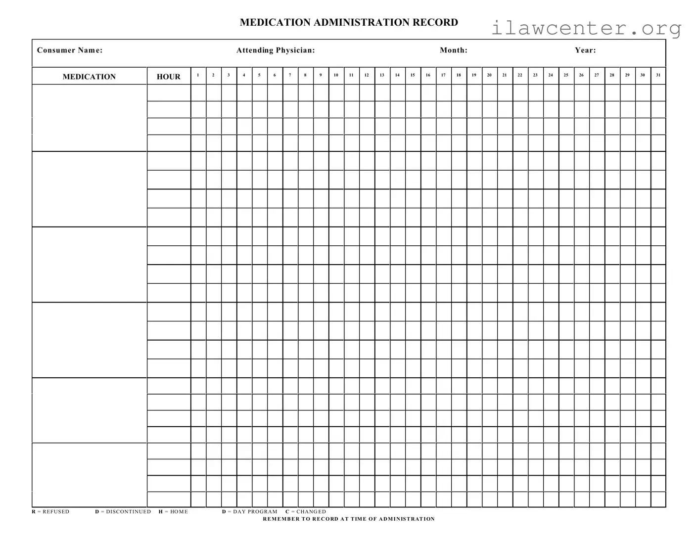 Medication Administration Record Sheet PDF Template
