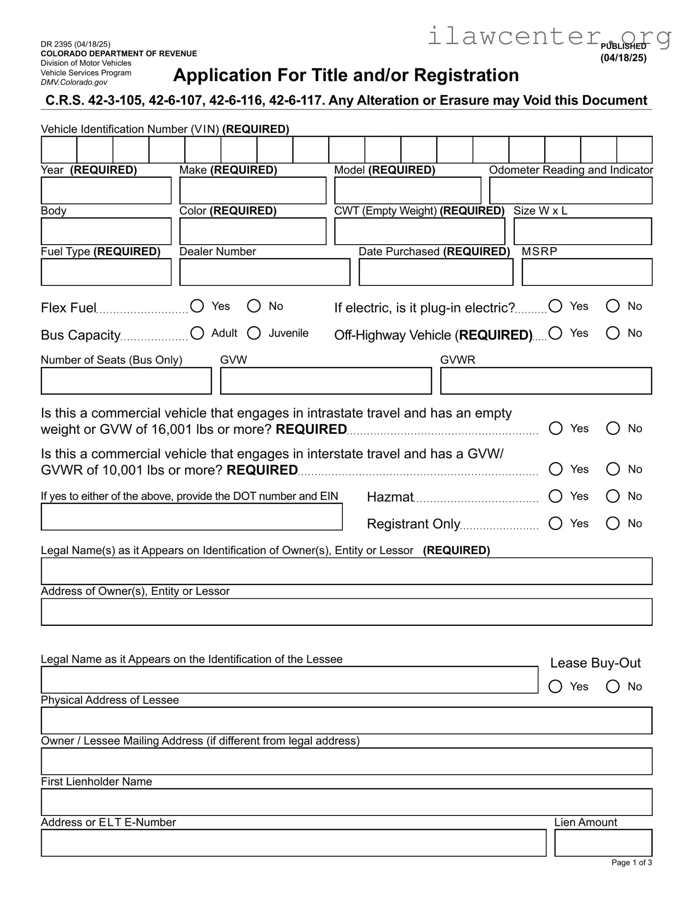 Colorado Dr 2395 PDF Template