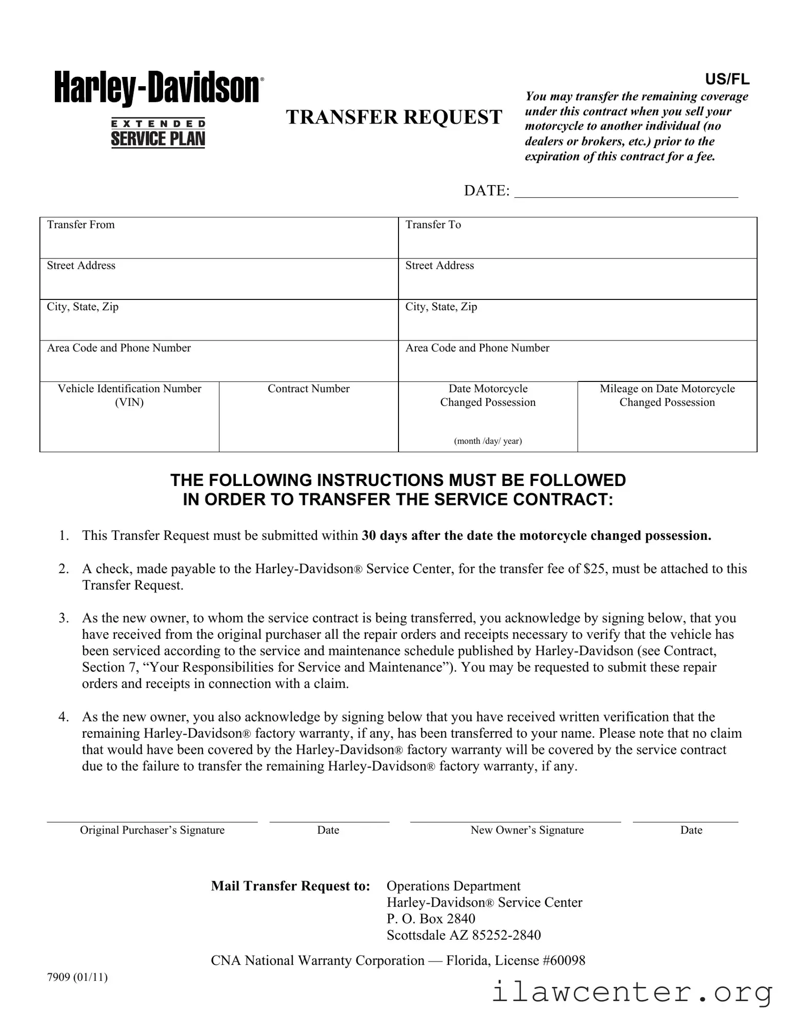 Transfer Request PDF Template