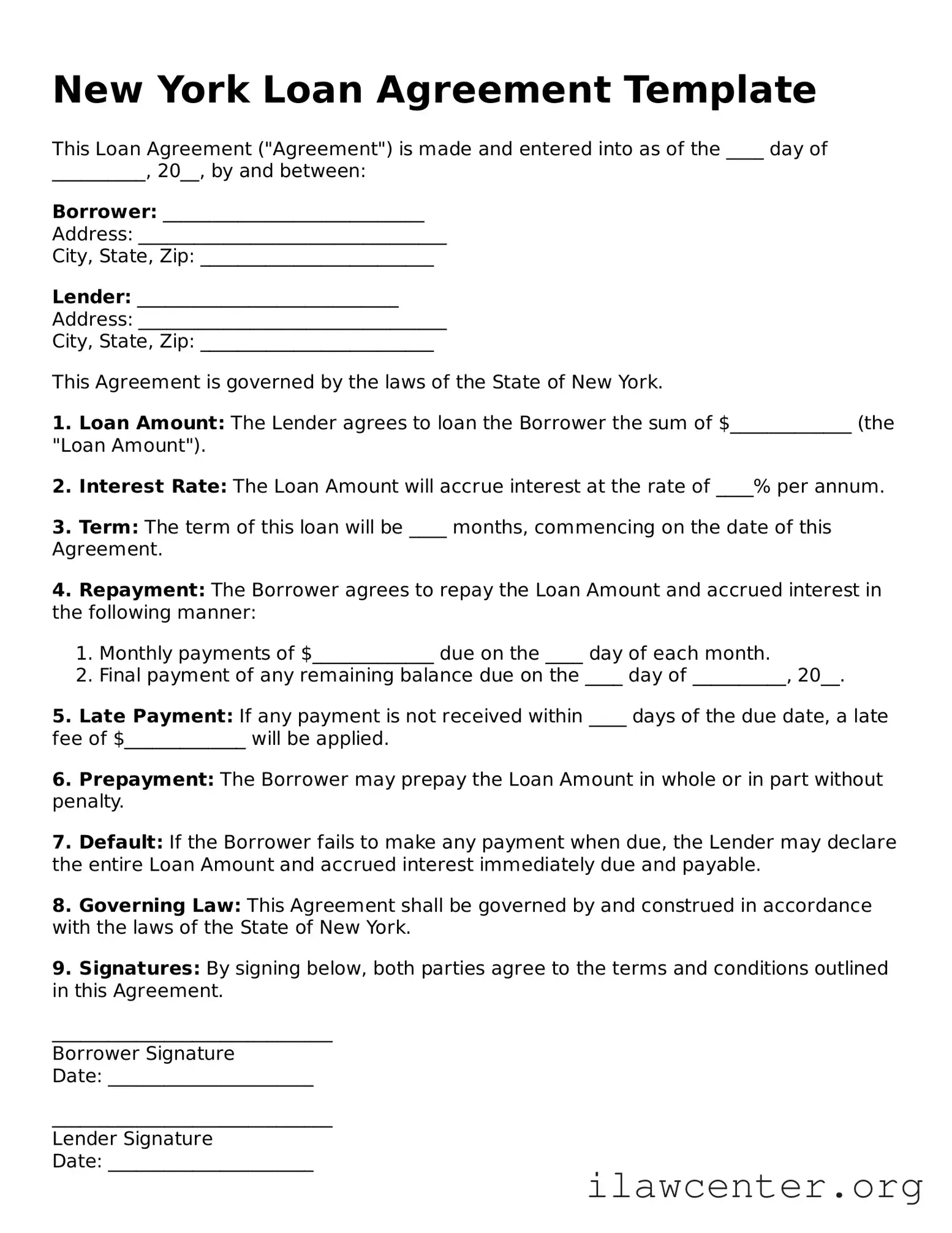 Attorney-Verified  Loan Agreement Document for New York