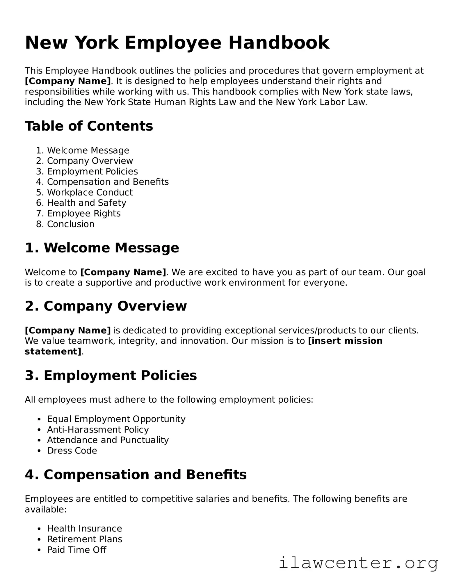Attorney-Verified  Employee Handbook Document for New York