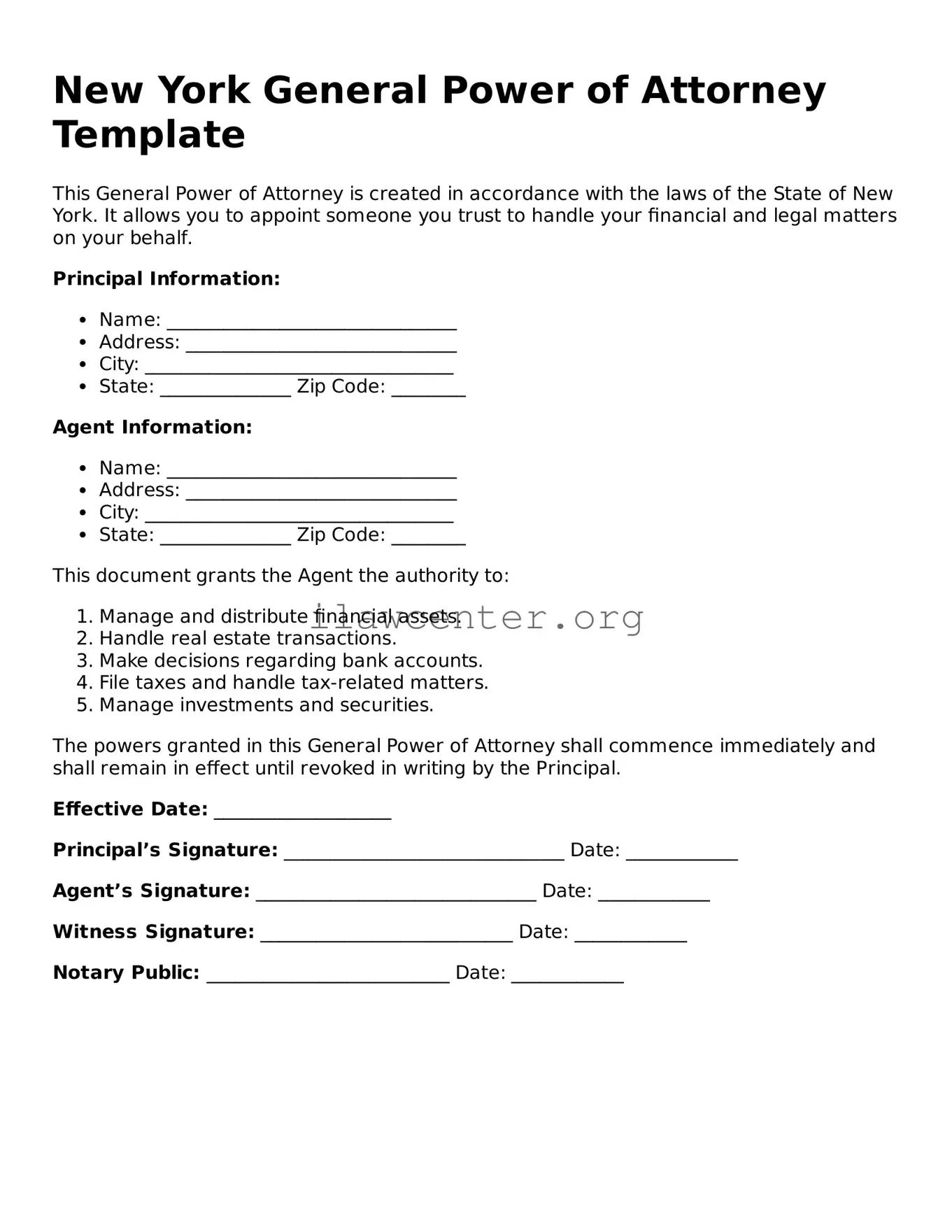 Attorney-Verified  General Power of Attorney Document for New York