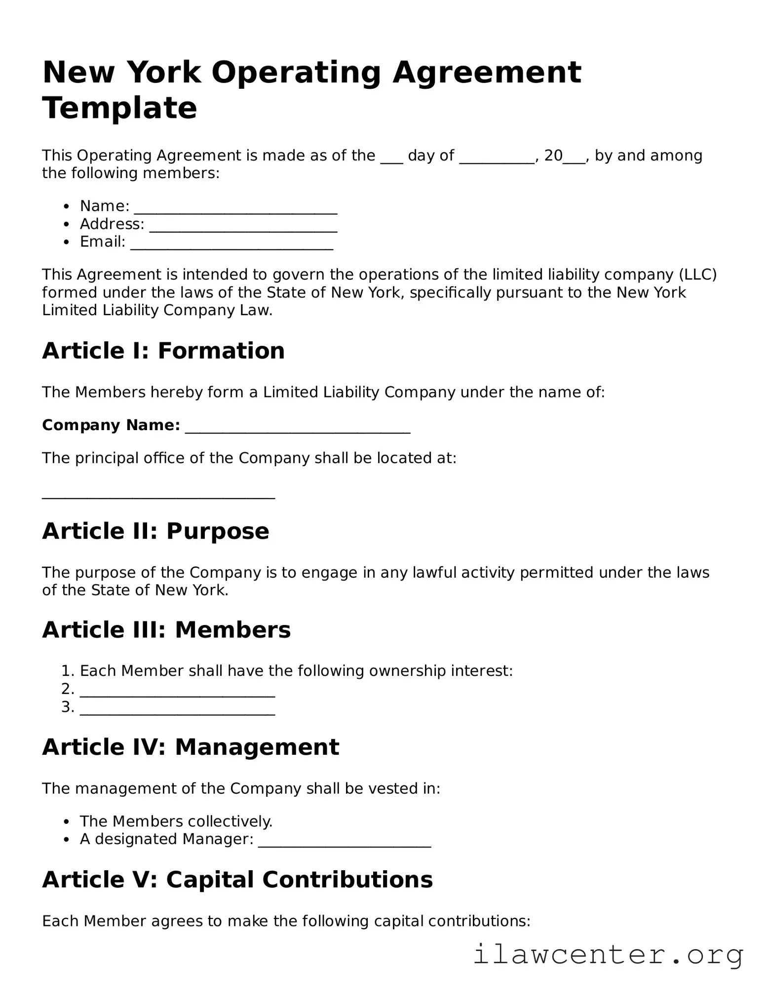 Attorney-Verified  Operating Agreement Document for New York