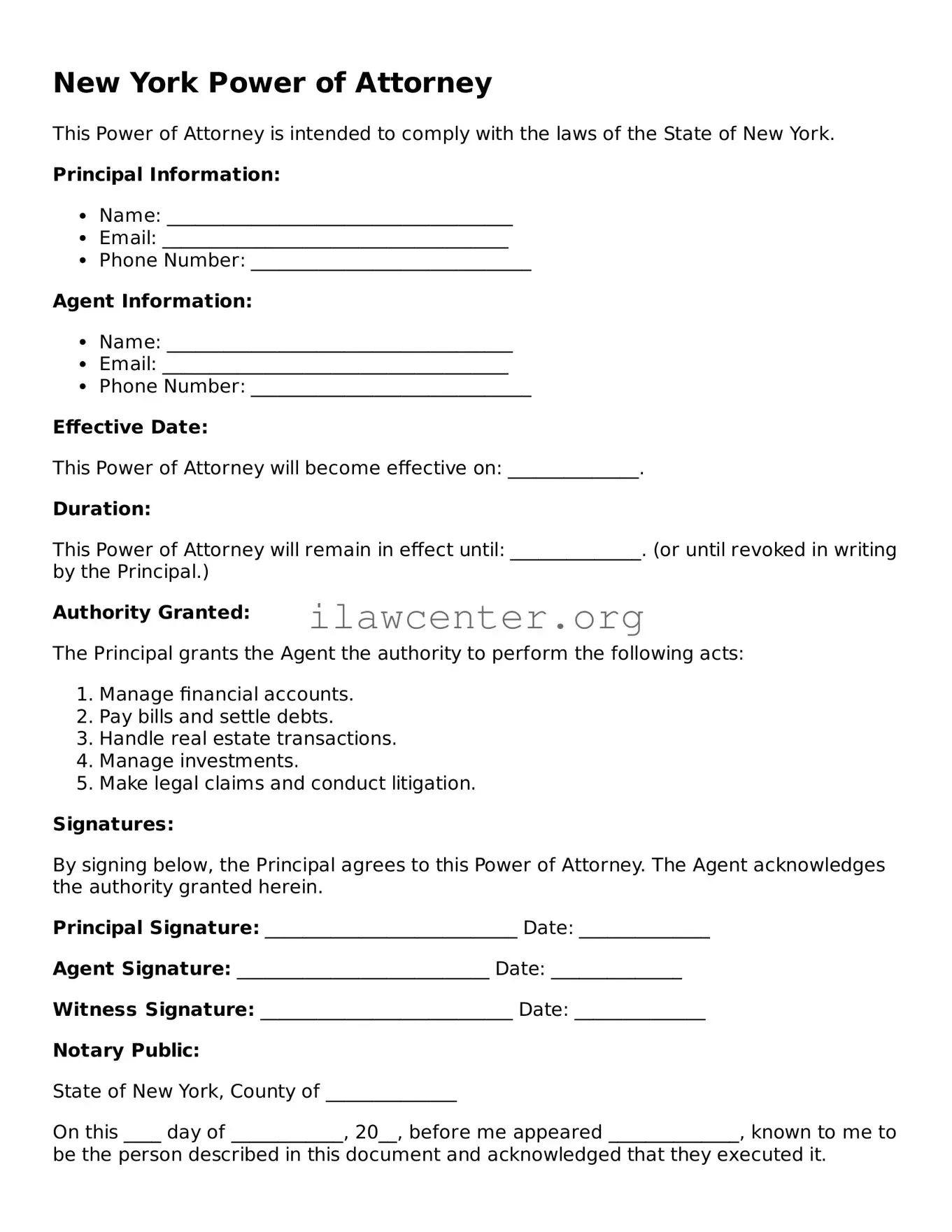 Attorney-Verified  Power of Attorney Document for New York