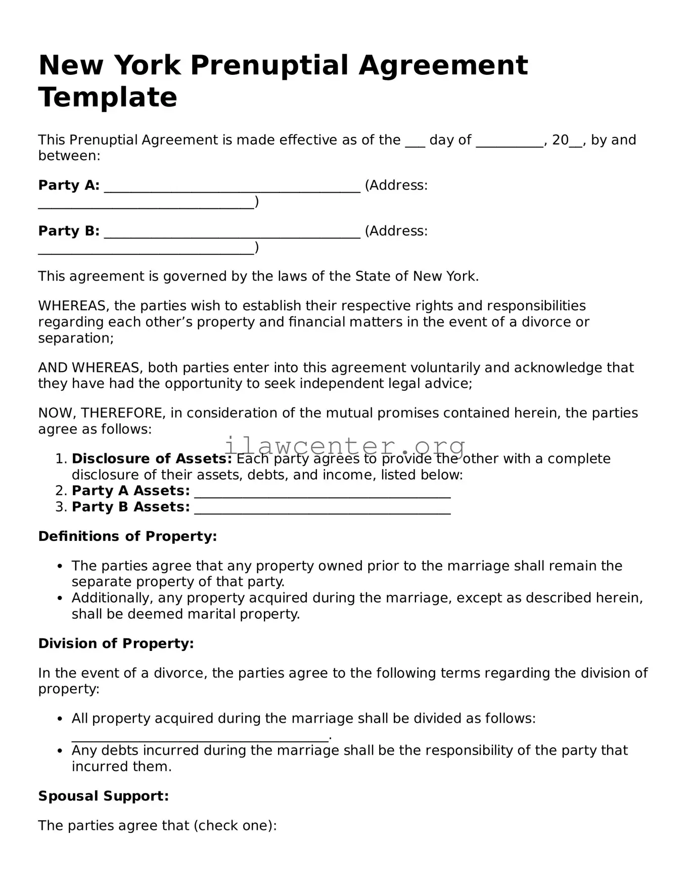 Attorney-Verified  Prenuptial Agreement Document for New York