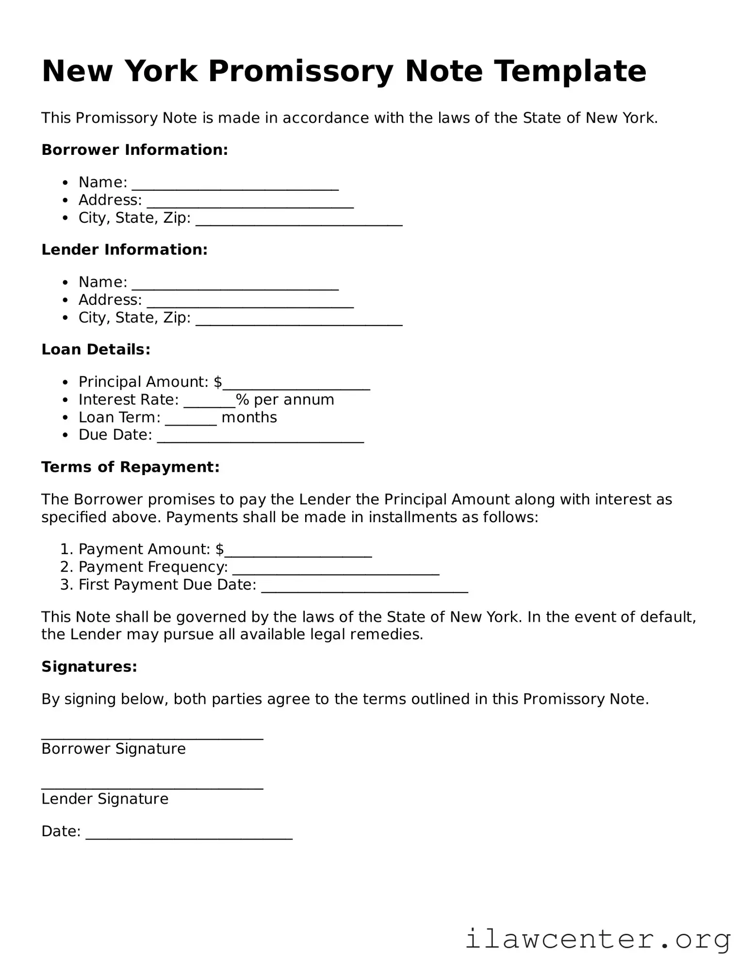 Attorney-Verified  Promissory Note Document for New York