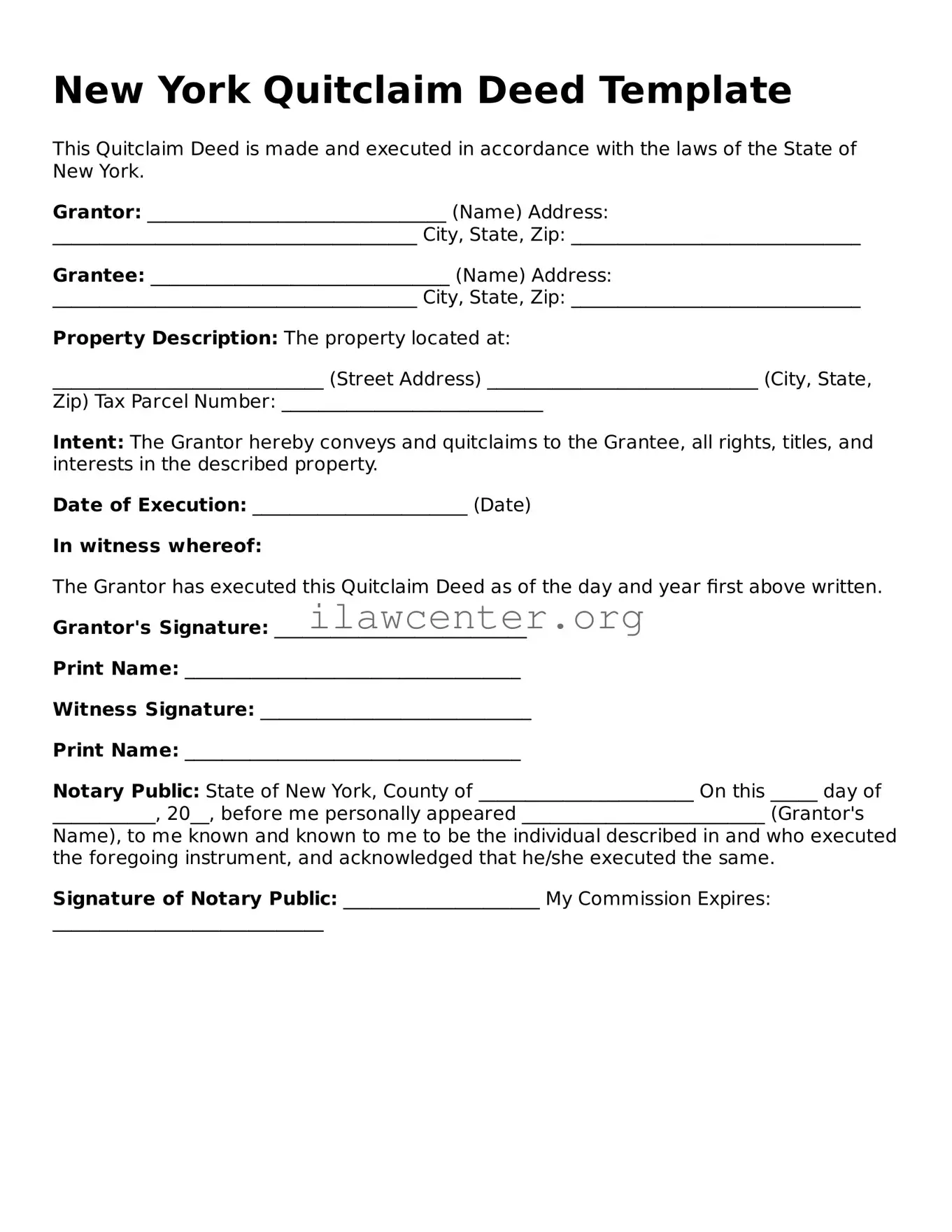 Attorney-Verified  Quitclaim Deed Document for New York