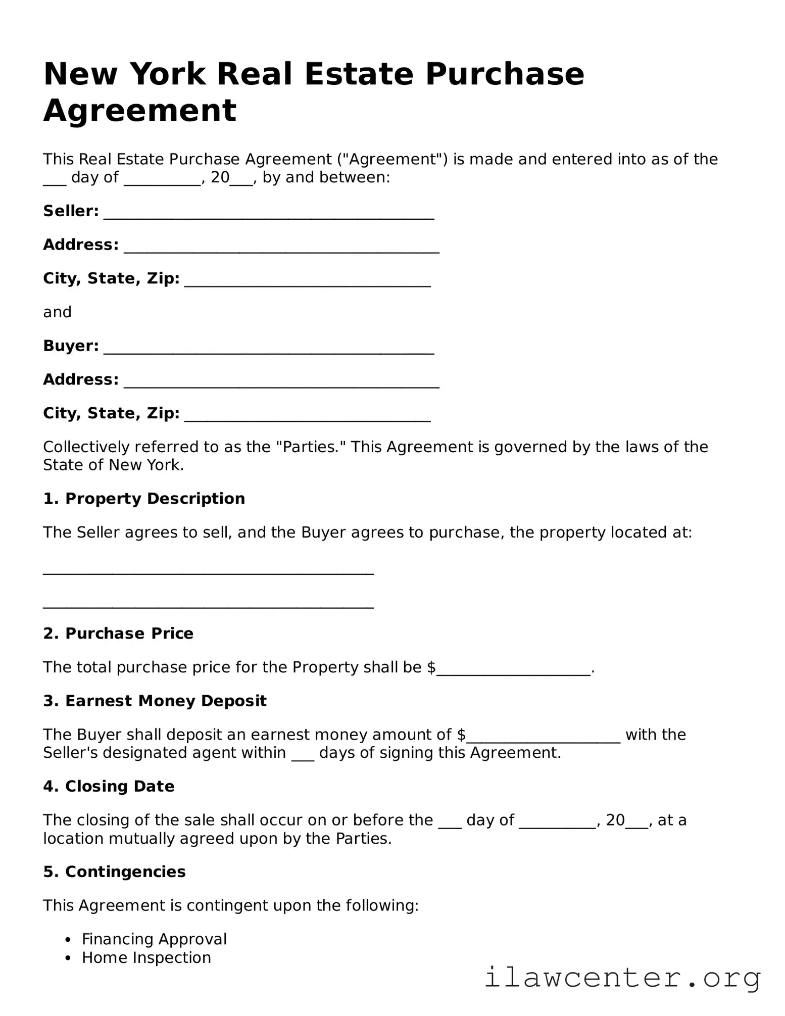 Attorney-Verified  Real Estate Purchase Agreement Document for New York