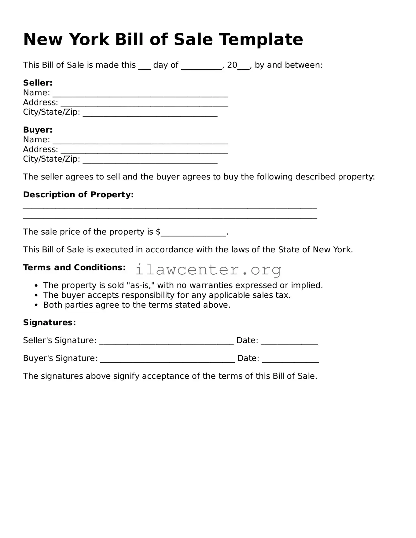 Attorney-Verified  Bill of Sale Document for New York