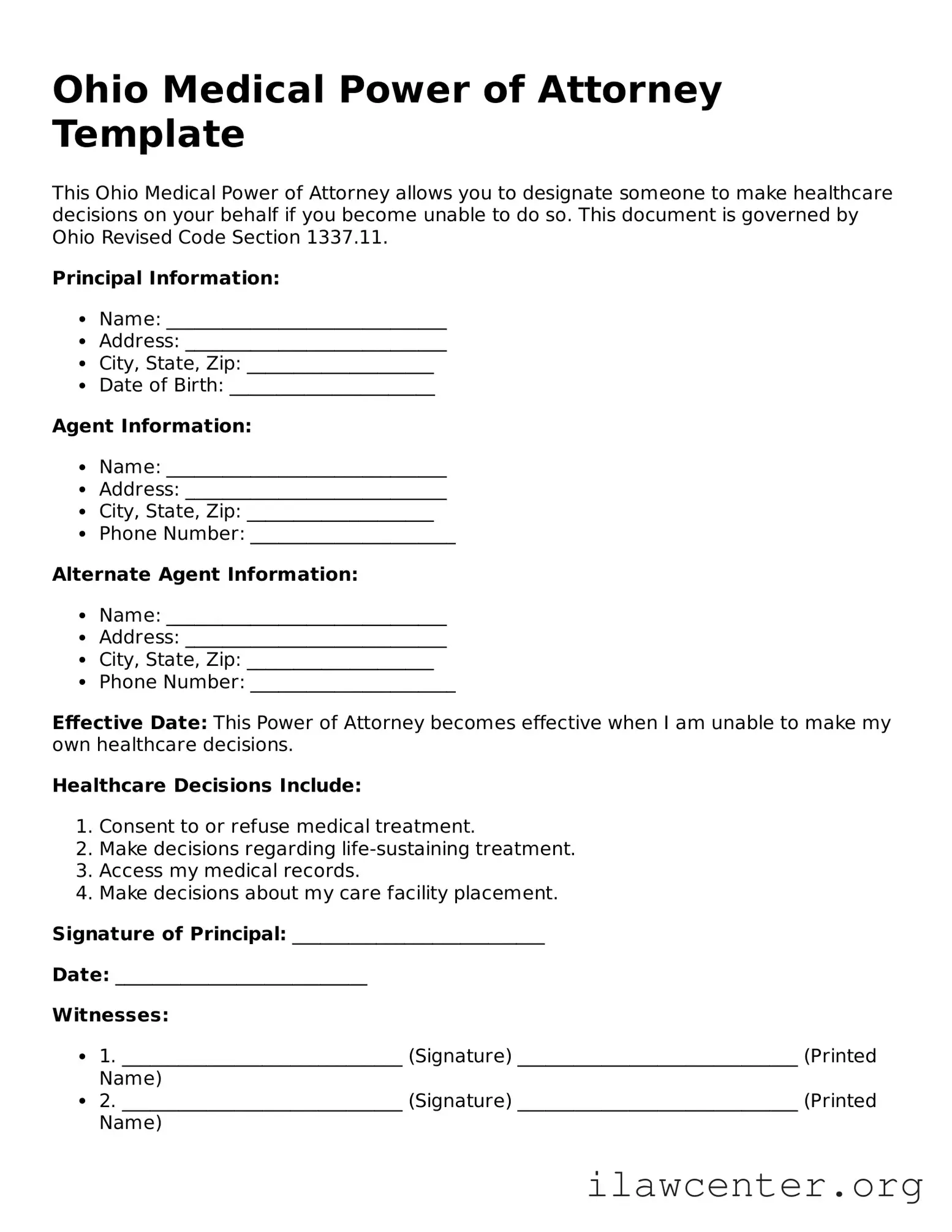 Attorney-Verified  Medical Power of Attorney Document for Ohio