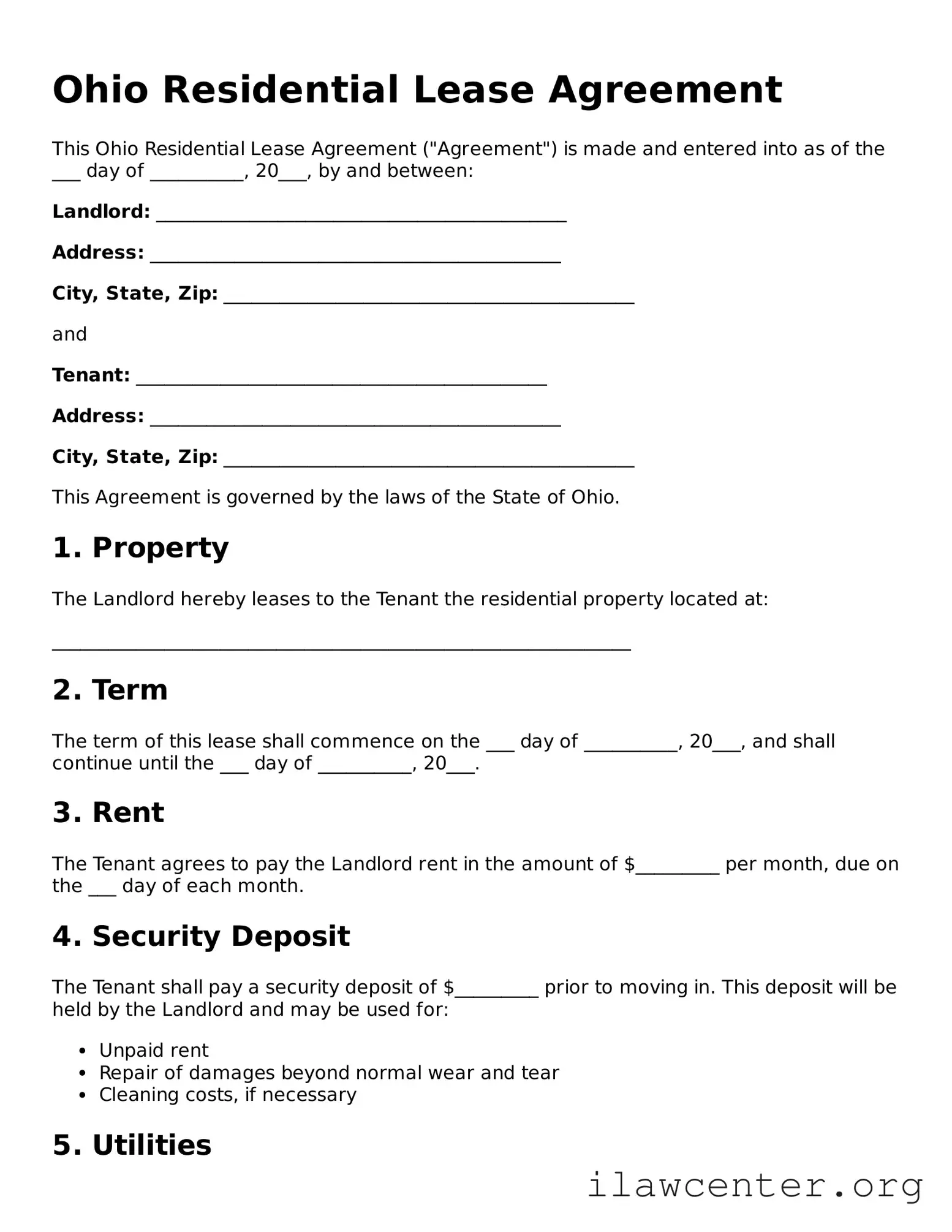 Attorney-Verified  Residential Lease Agreement Document for Ohio