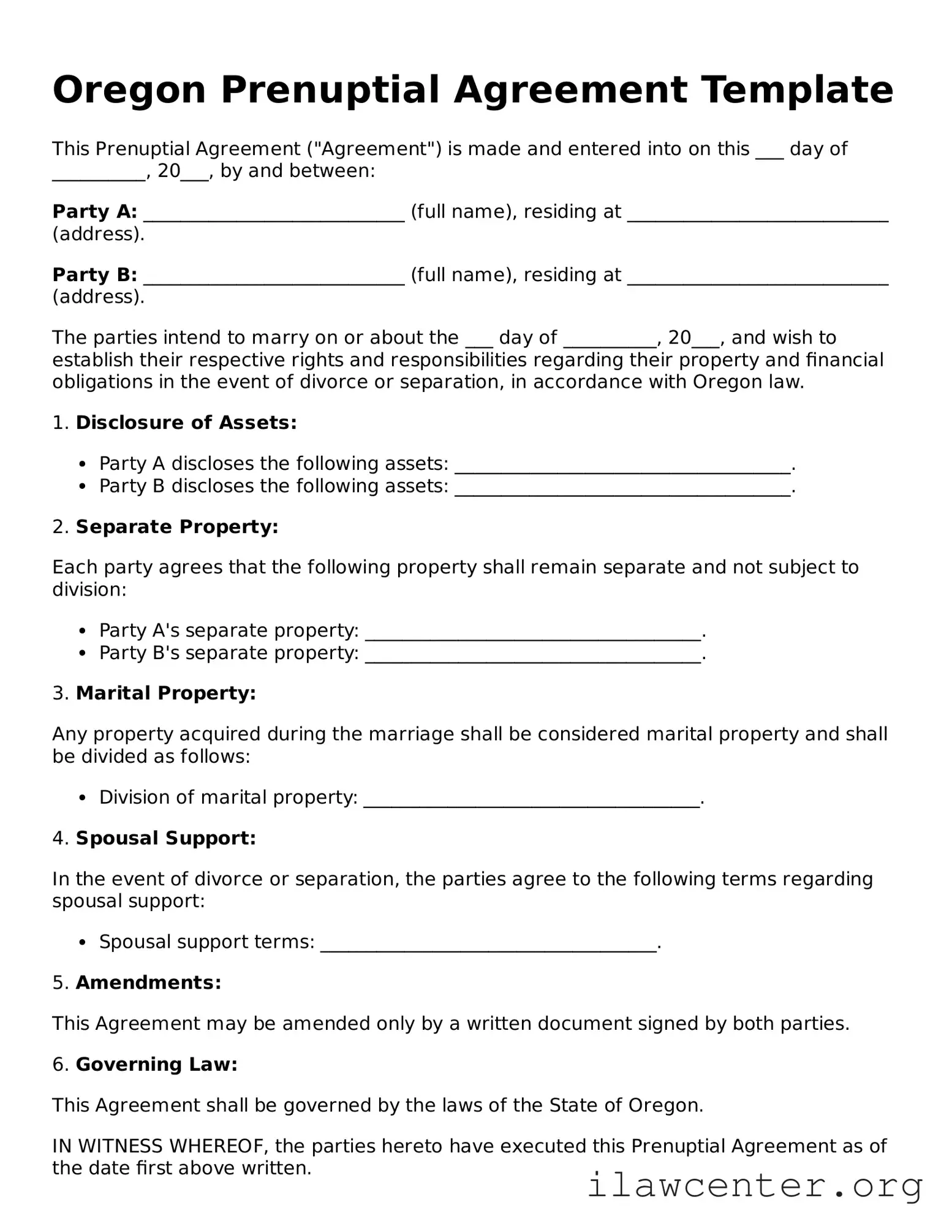 Attorney-Verified  Prenuptial Agreement Document for Oregon