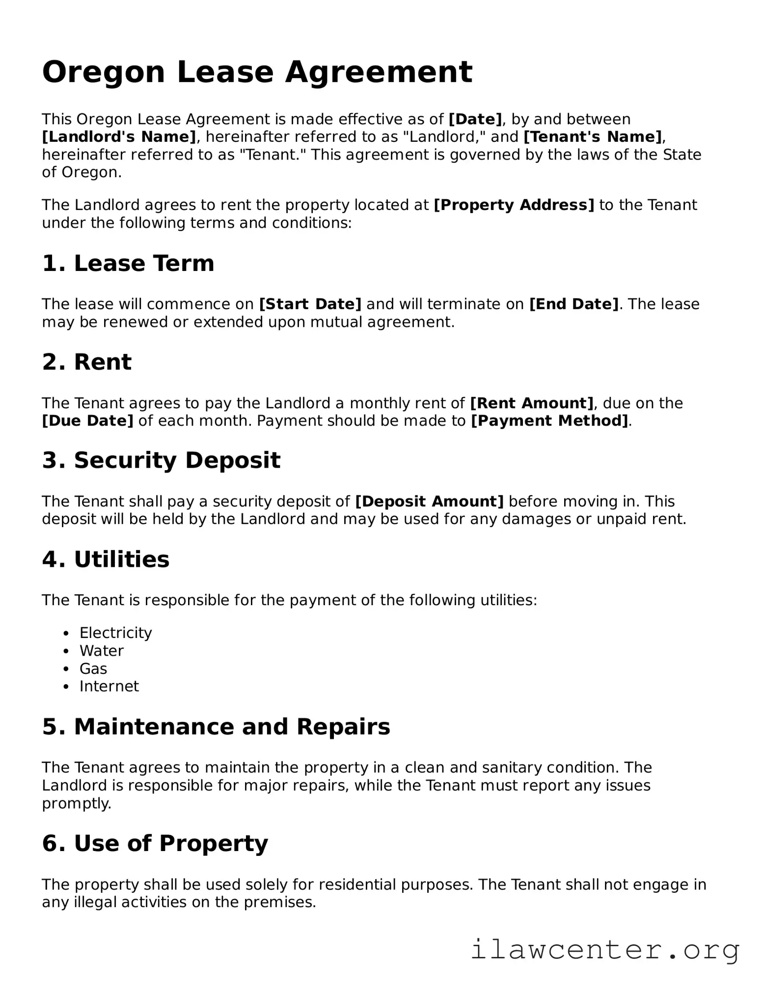 Attorney-Verified  Lease Agreement Document for Oregon