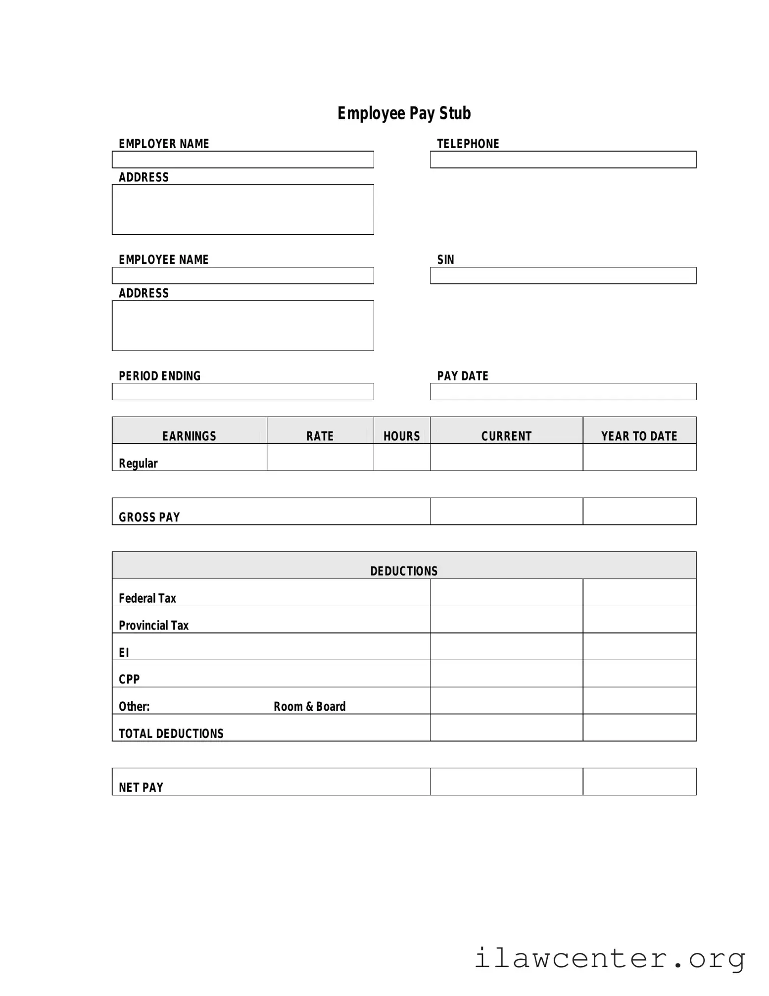 Pay Stub PDF Template