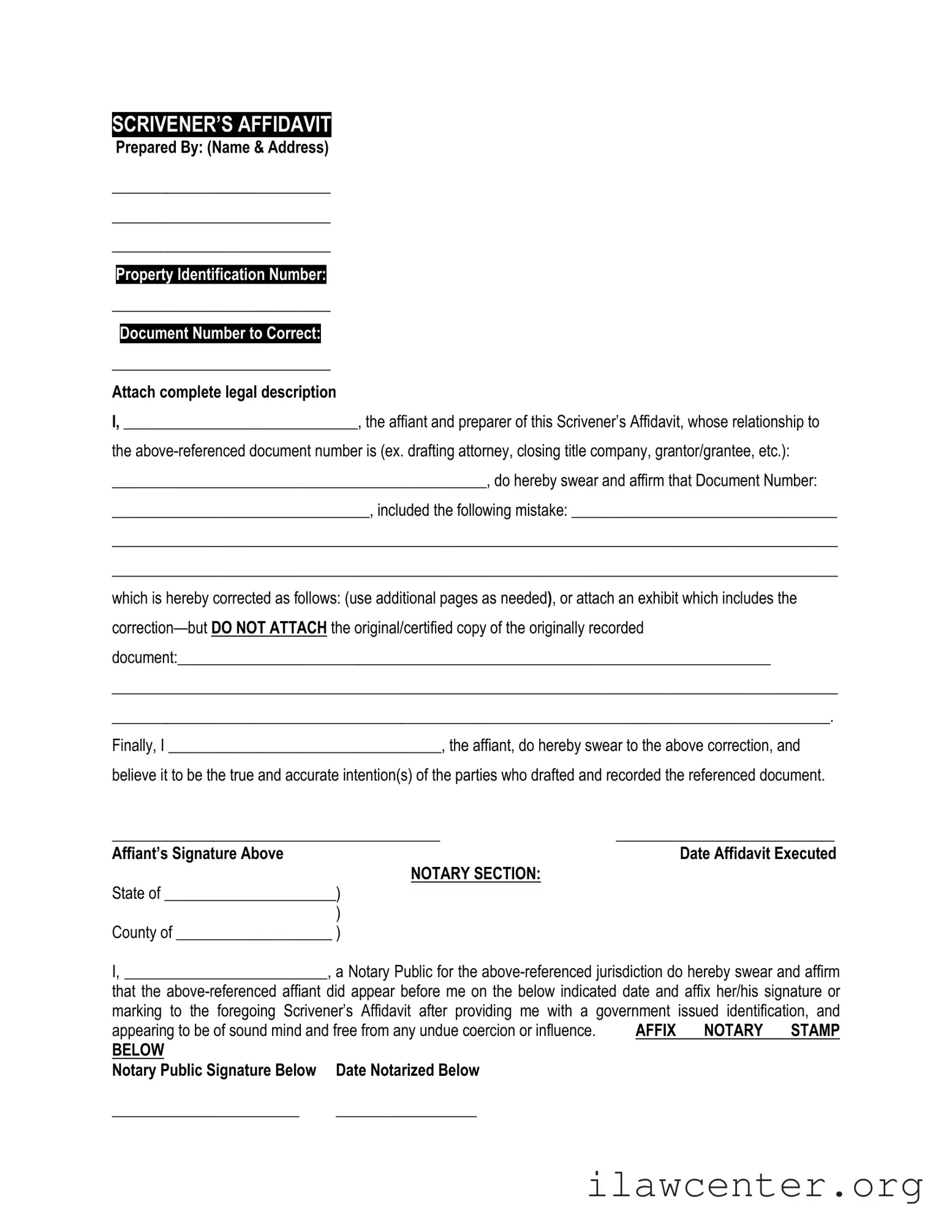 Scrivener's Affidavit PDF Template