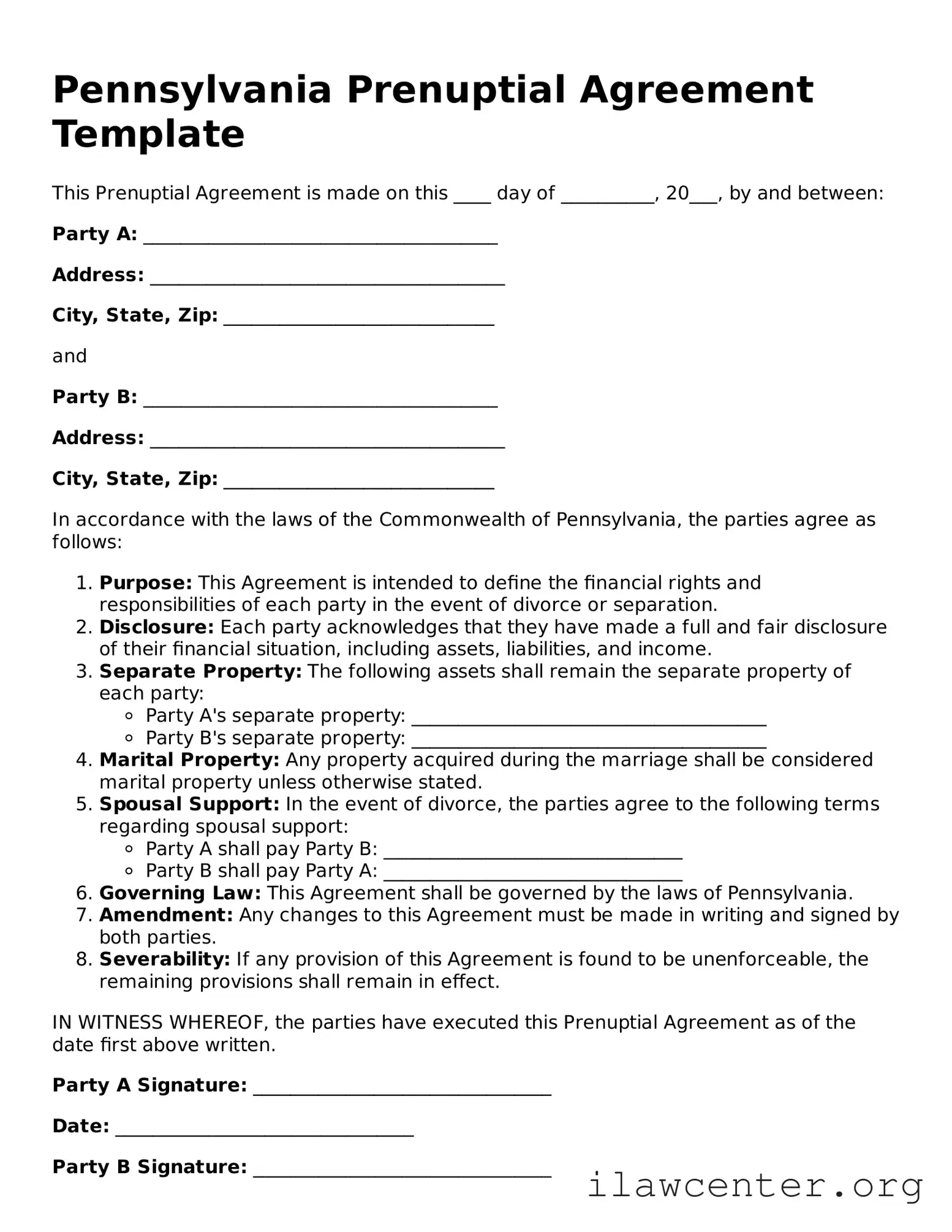 Attorney-Verified  Prenuptial Agreement Document for Pennsylvania
