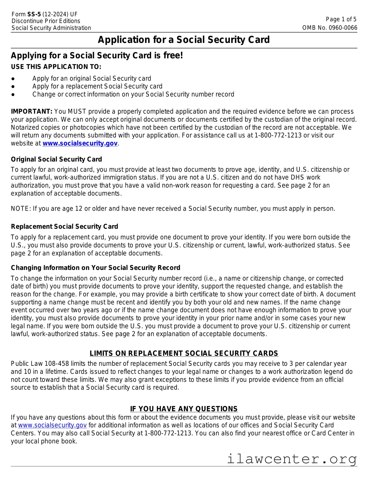 SSA SS-5 PDF Template