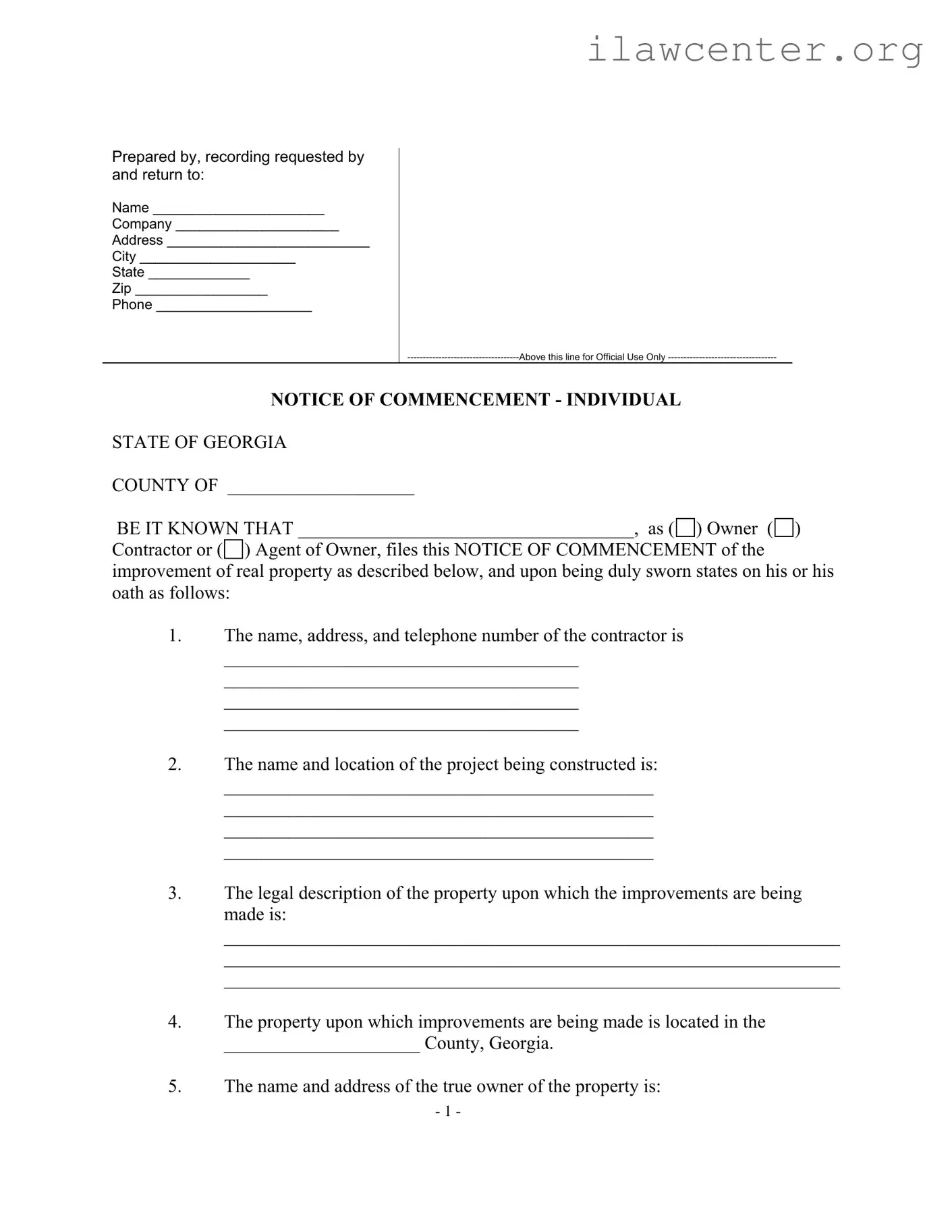 Georgia Notice PDF Template