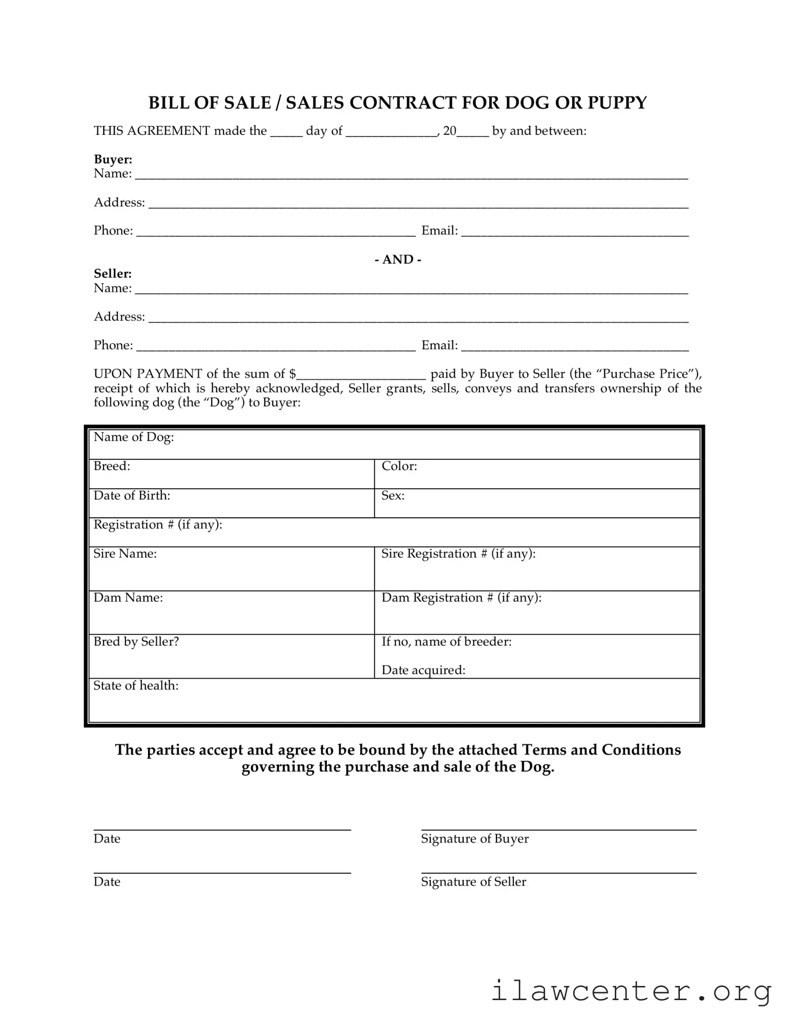 Puppy Contract PDF Template