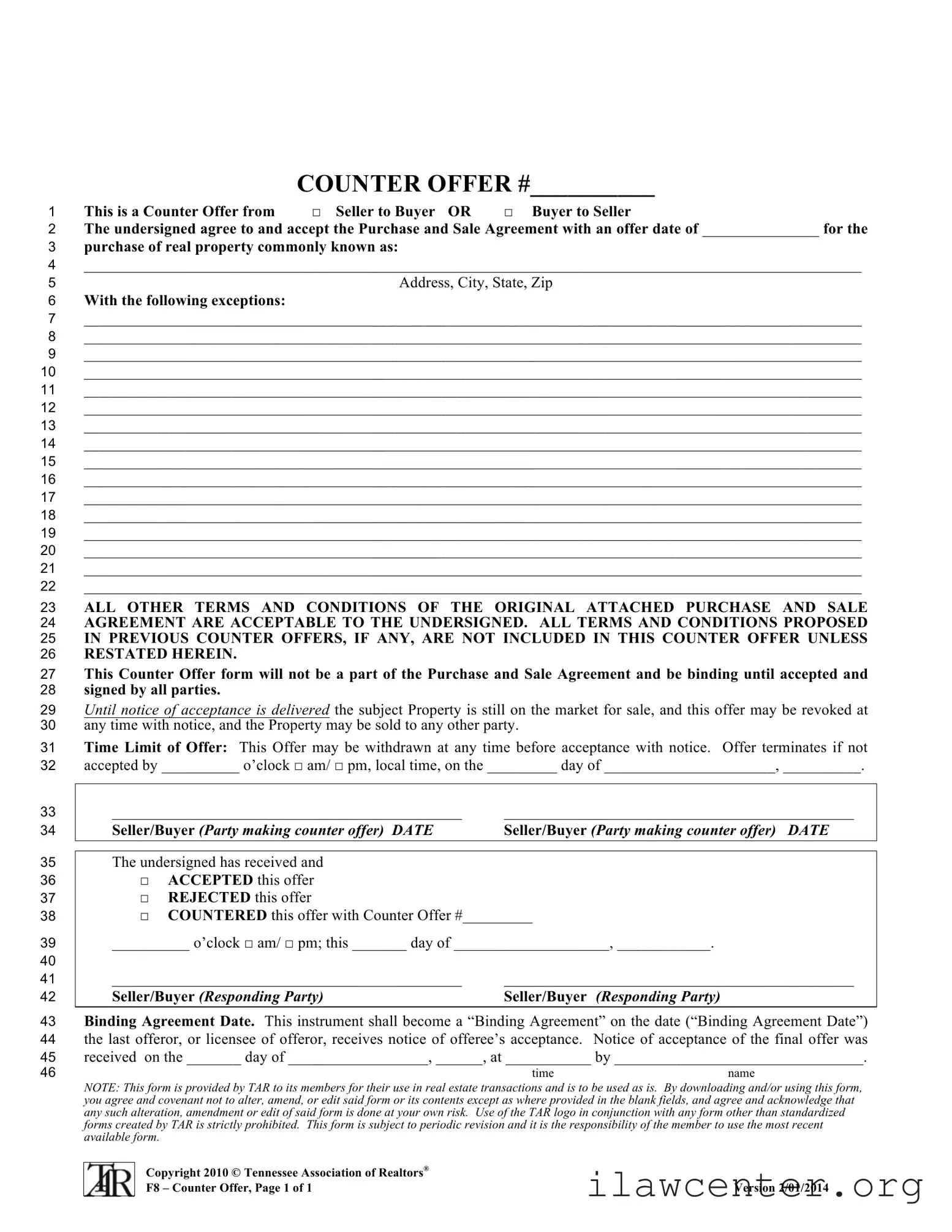 Tn Counter Offer PDF Template