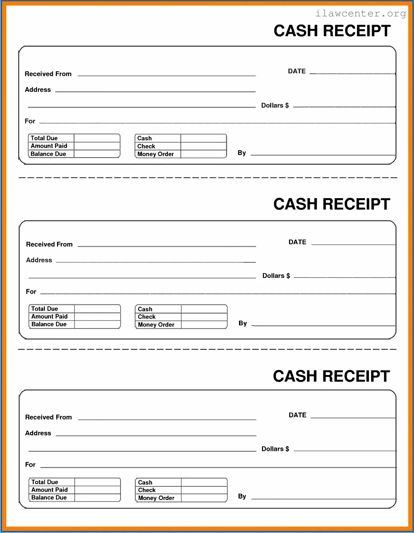 Cash Receipt PDF Template