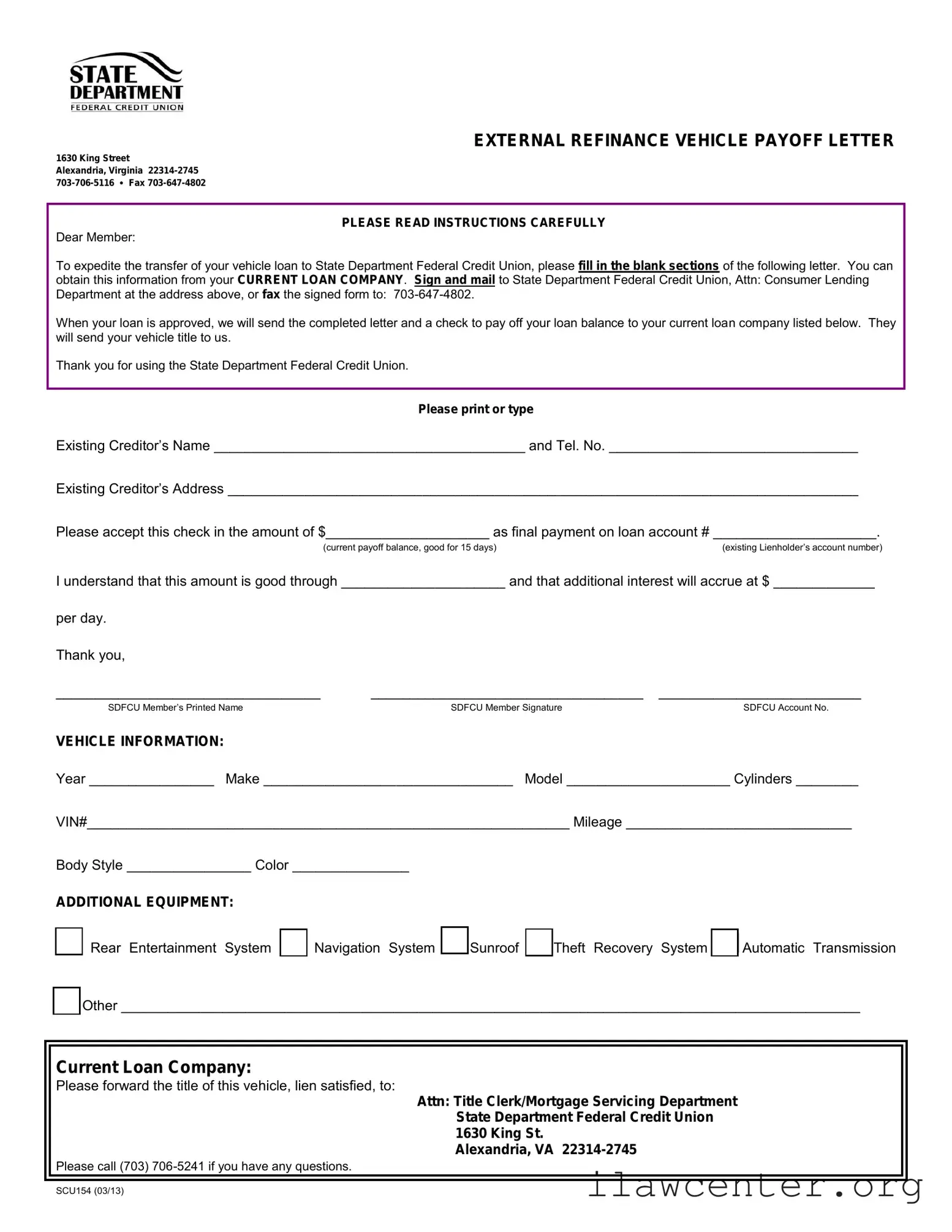 Vehicle Payoff Sample Letter PDF Template