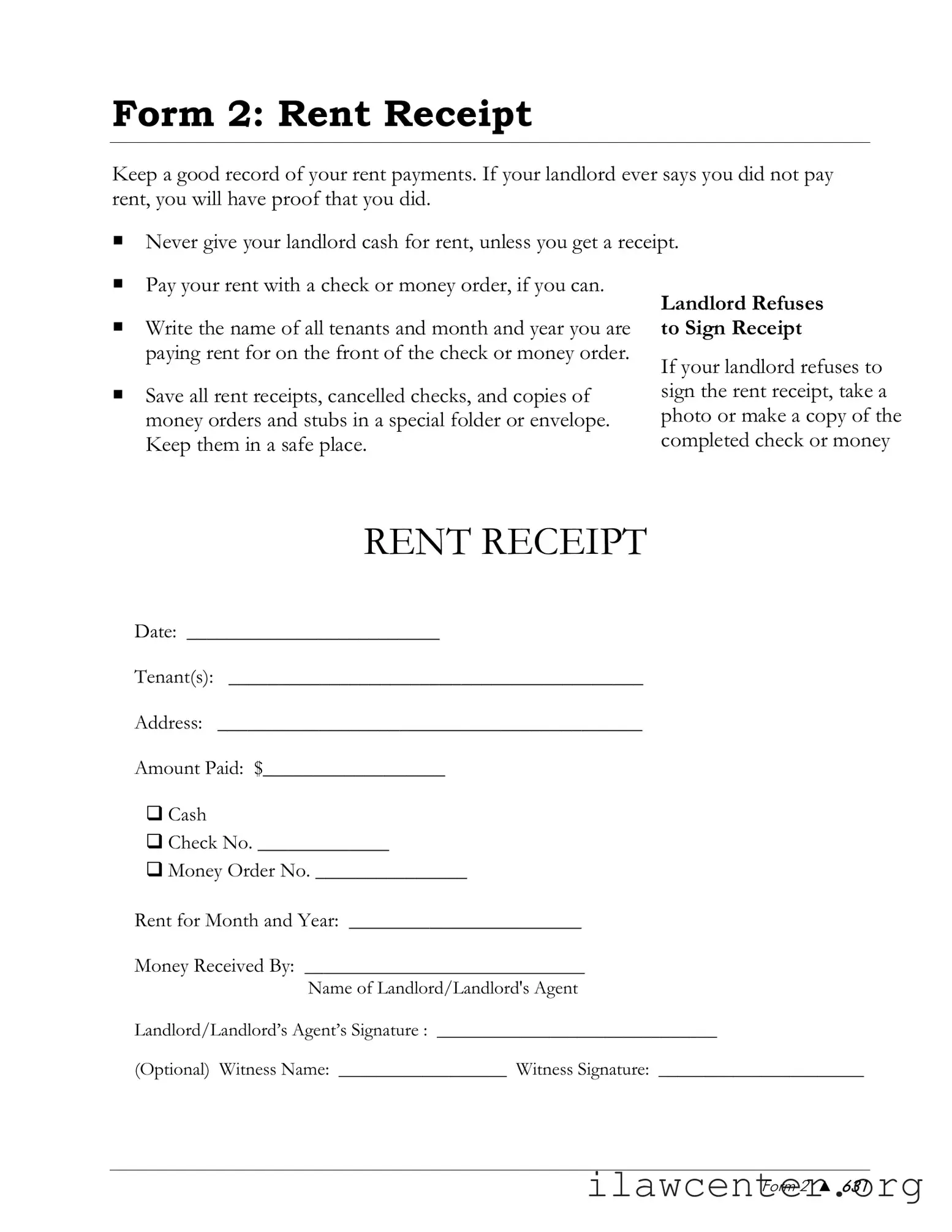 Rental Receipt PDF Template