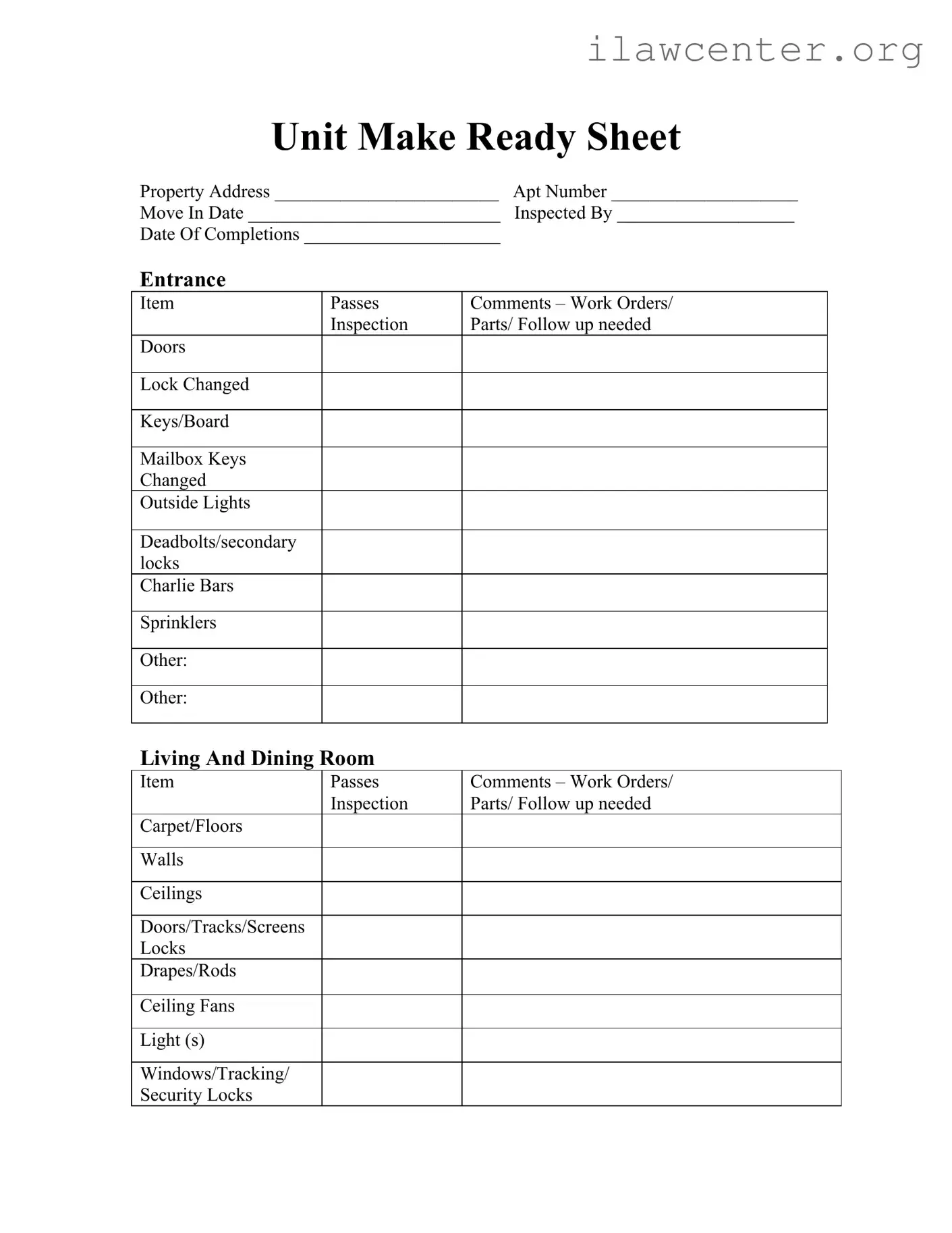 Make Ready Checklist PDF Template