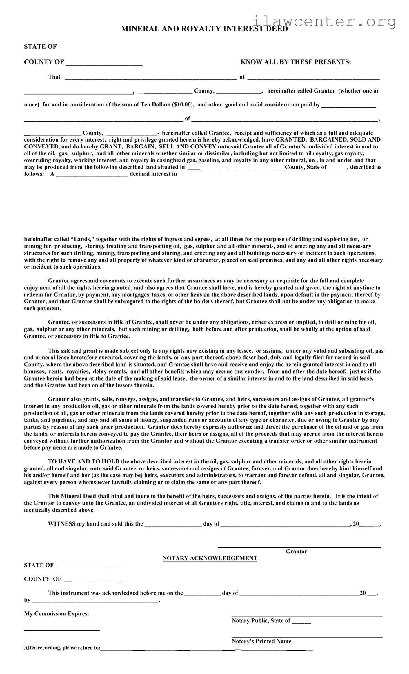 Mineral Deed PDF Template