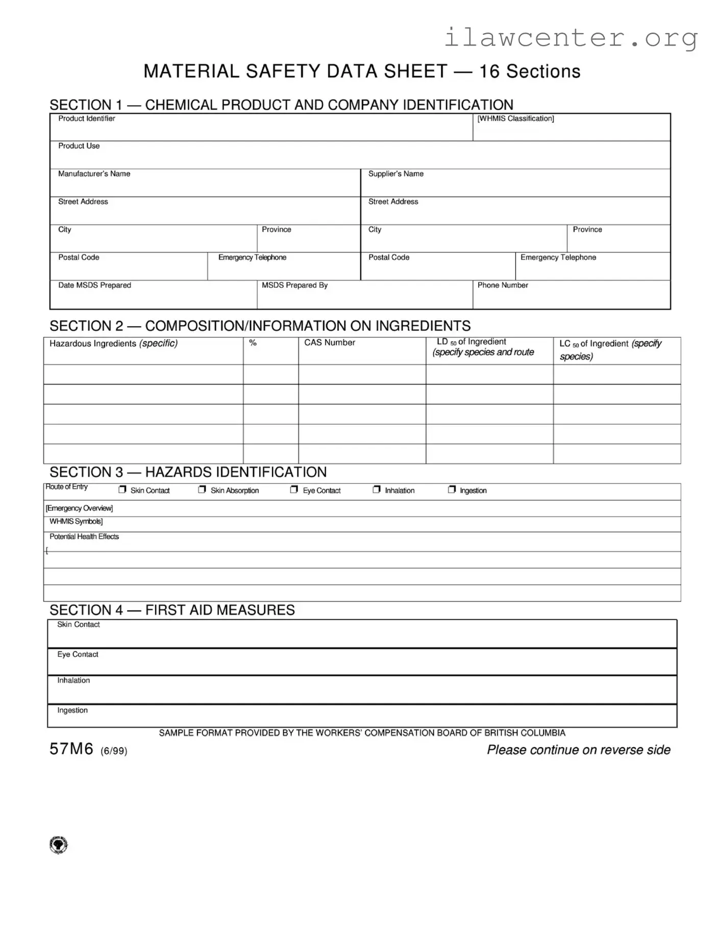 Material Safety Sheet PDF Template