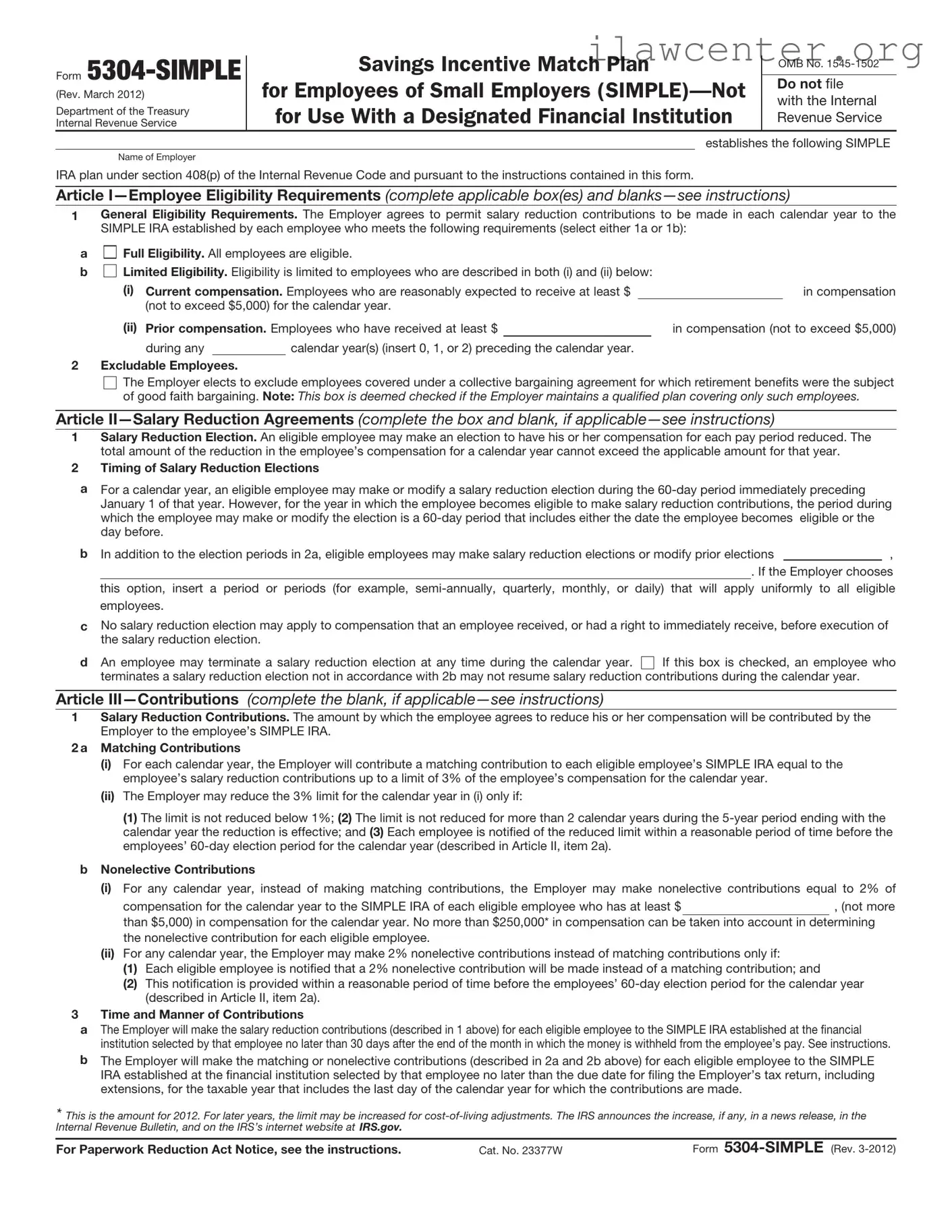 IRS 5304-SIMPLE PDF Template