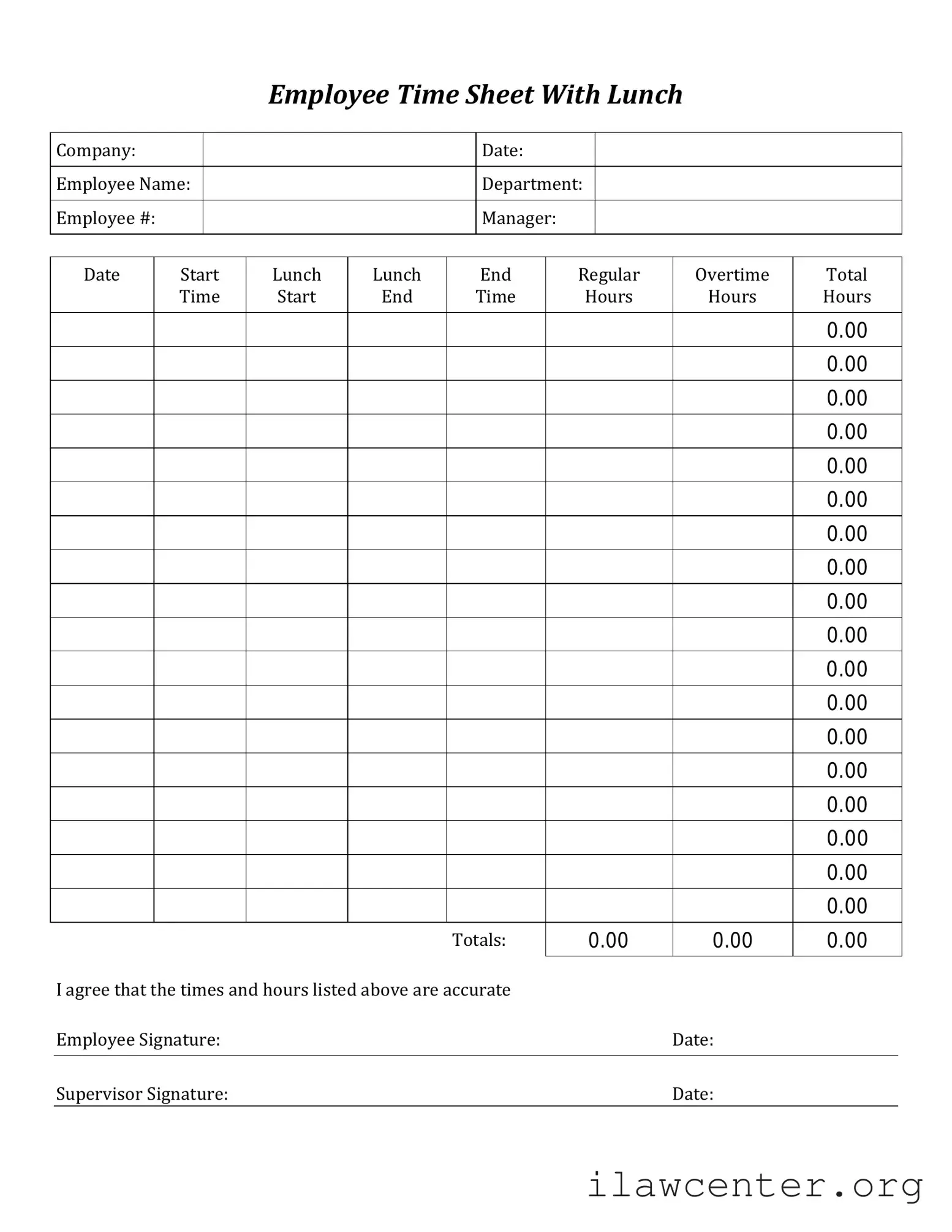Time Card PDF Template