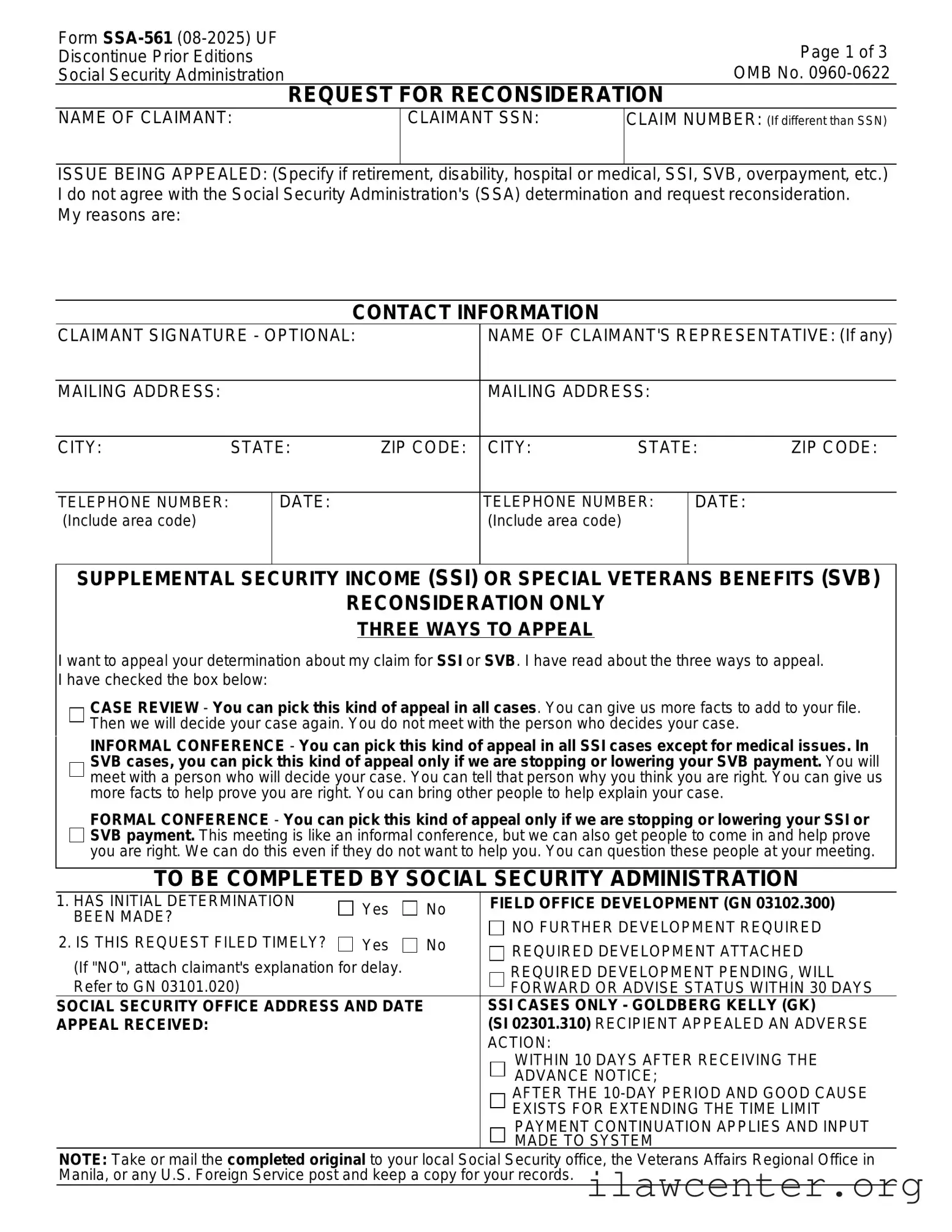 SSA SSA-561-U2 PDF Template