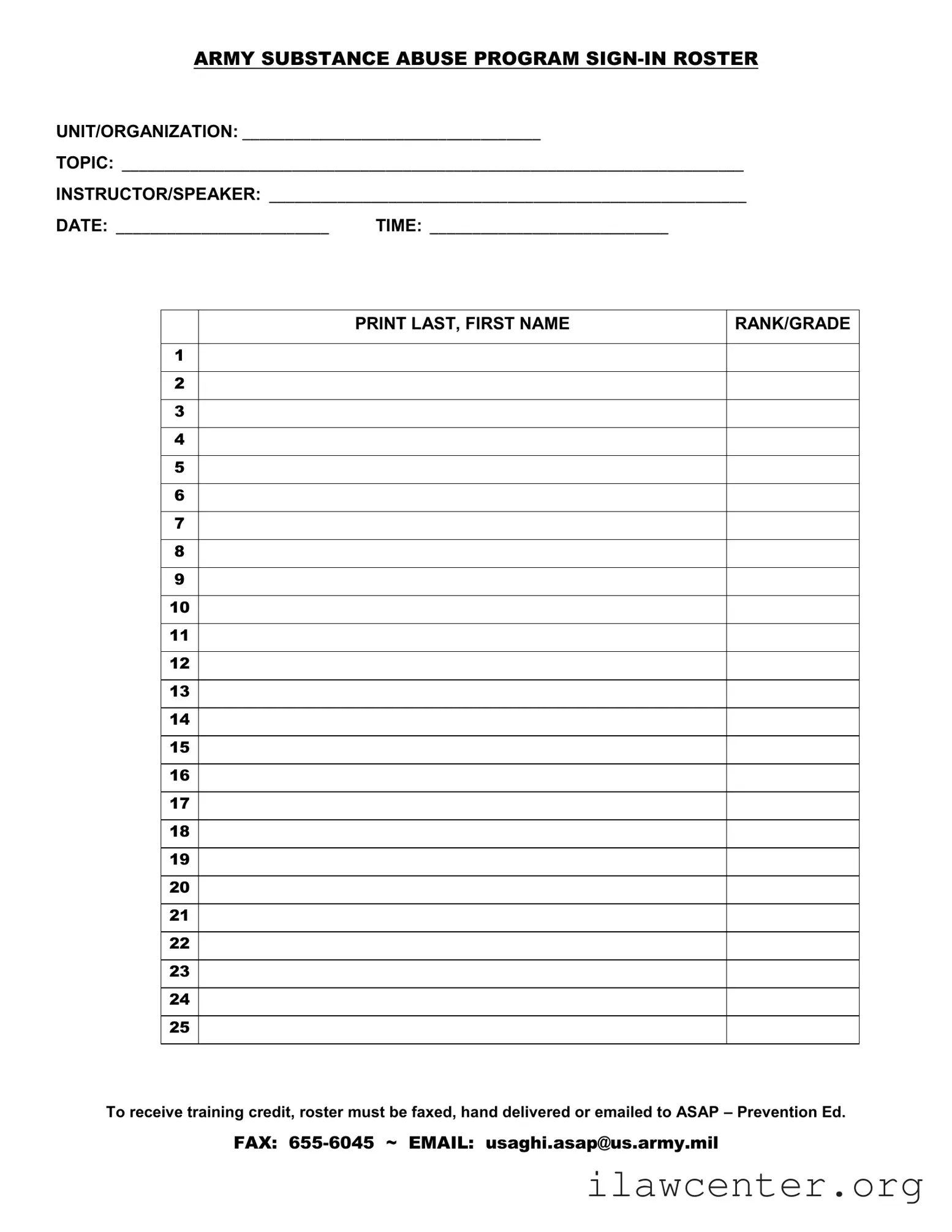 Sign In Roster PDF Template