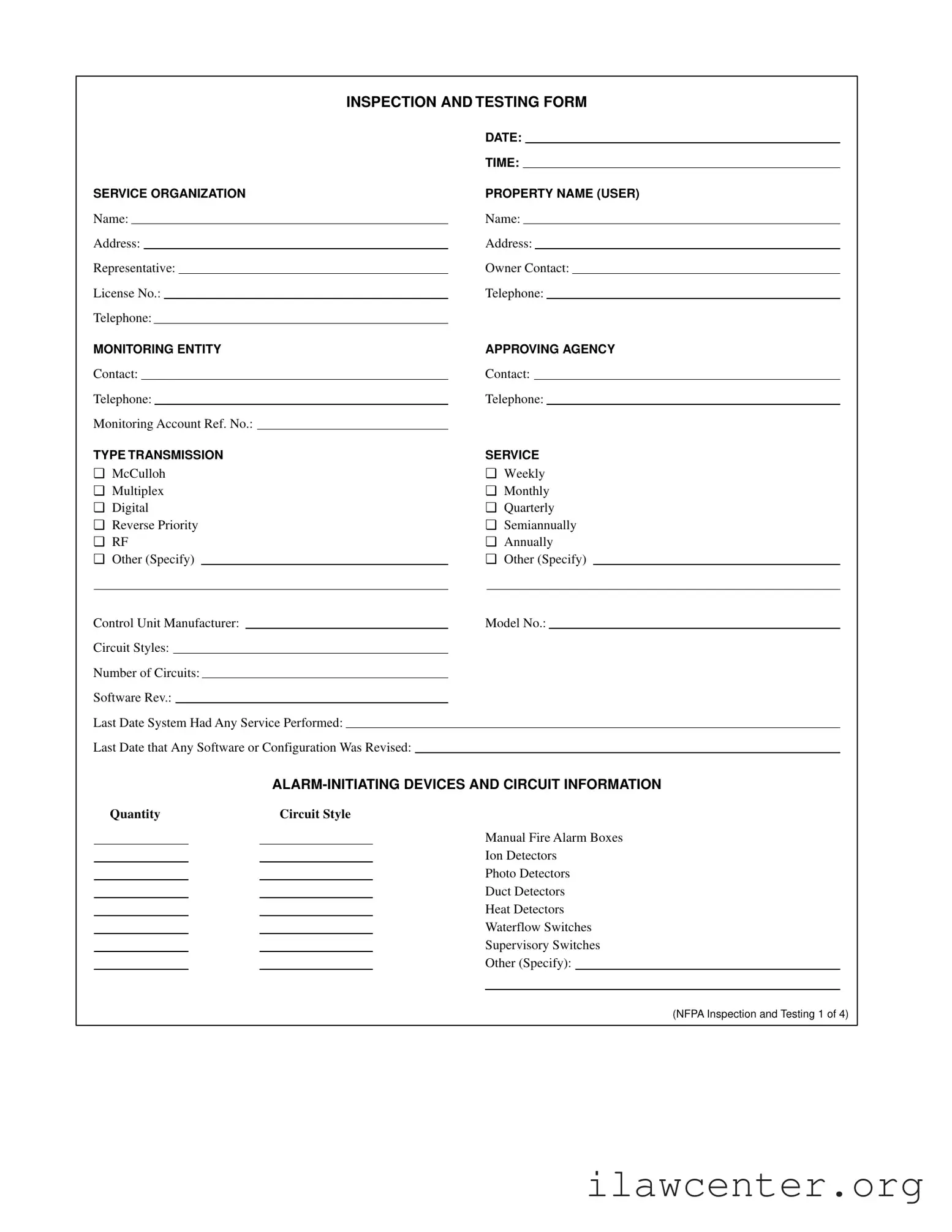 Nfpa Testing PDF Template