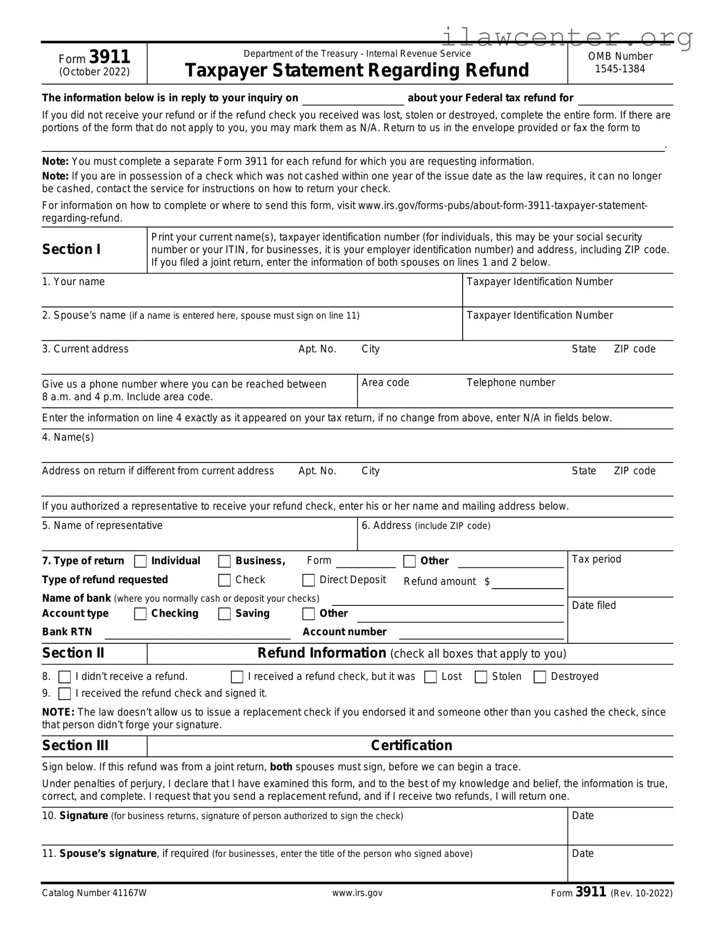 IRS 3911 PDF Template