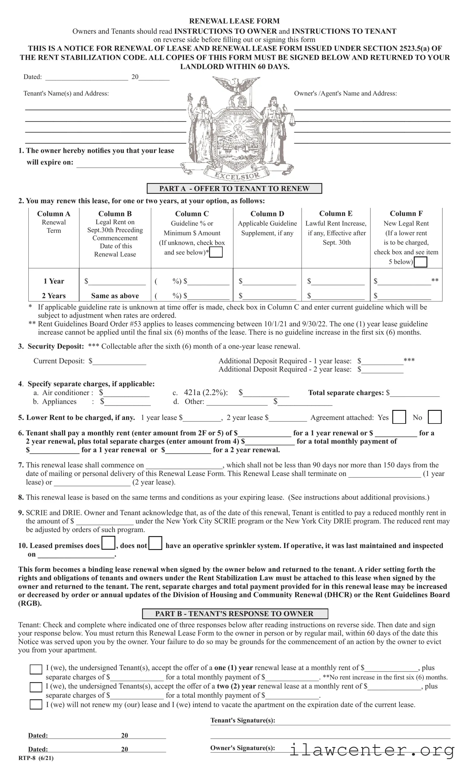 Renewal Lease Nyc PDF Template