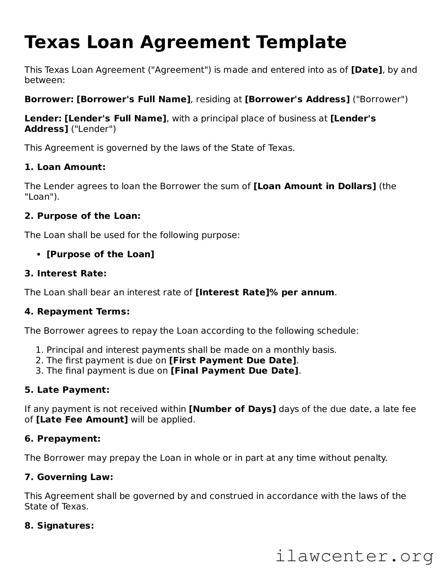 Attorney-Verified  Loan Agreement Document for Texas