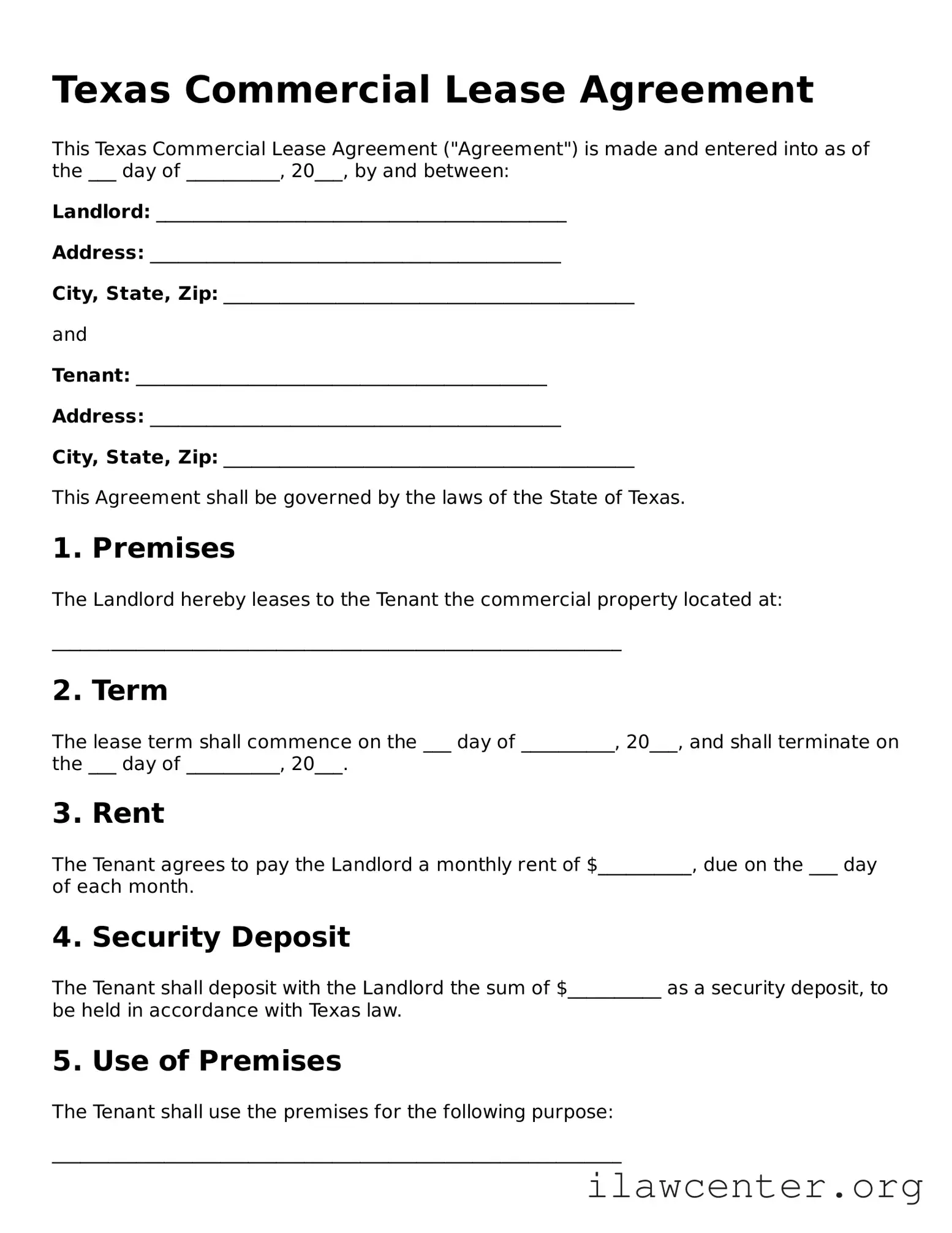 Attorney-Verified  Commercial Lease Agreement Document for Texas