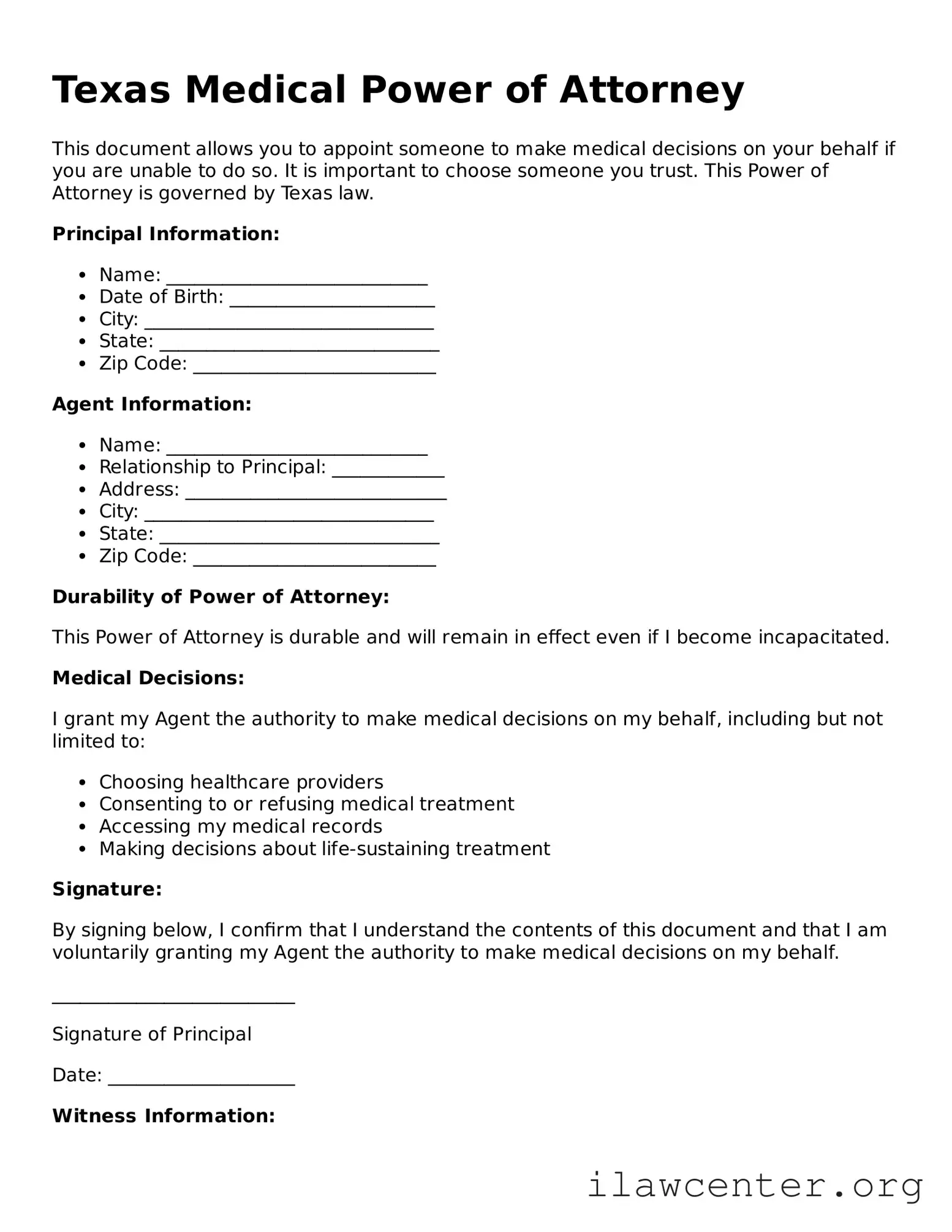 Attorney-Verified  Medical Power of Attorney Document for Texas