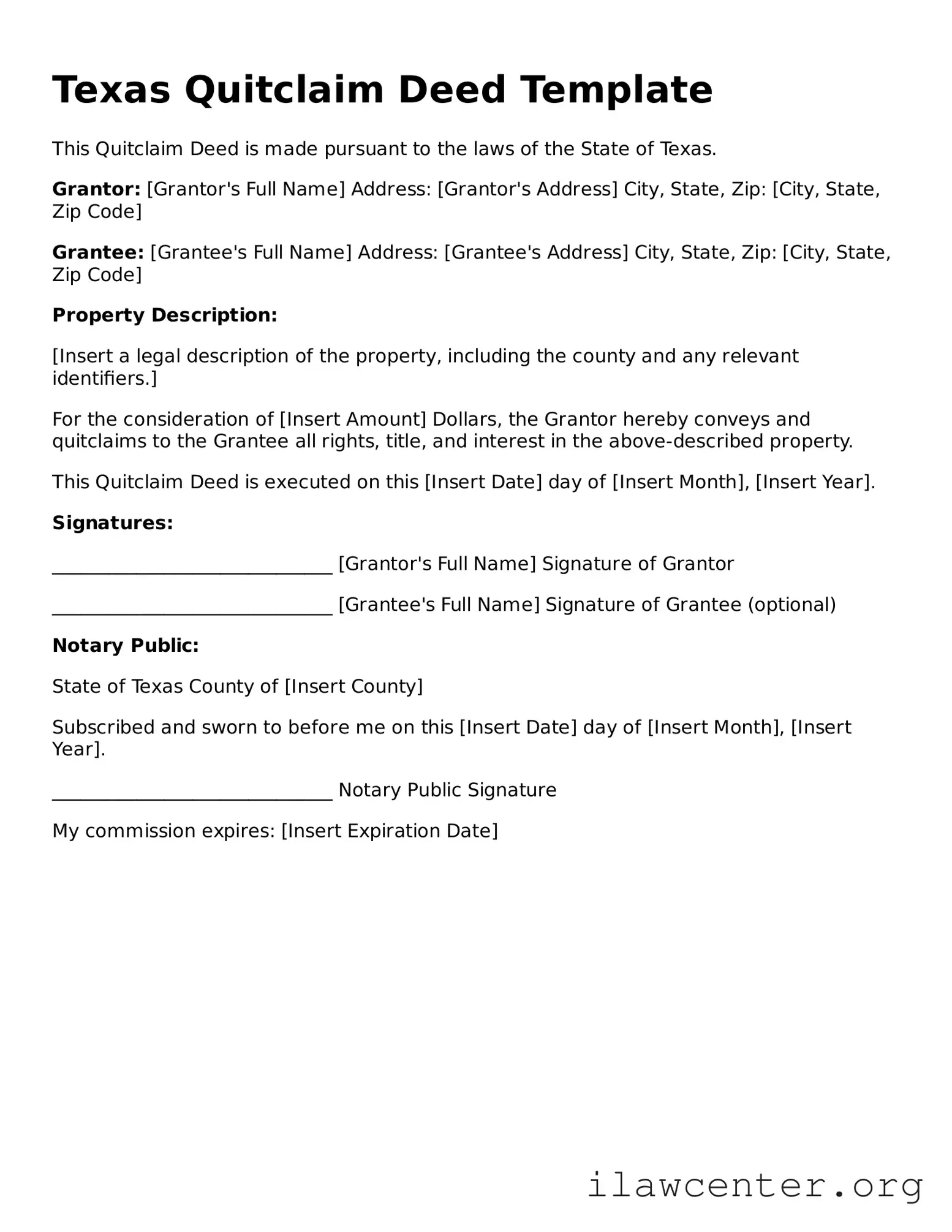 Attorney-Verified  Quitclaim Deed Document for Texas